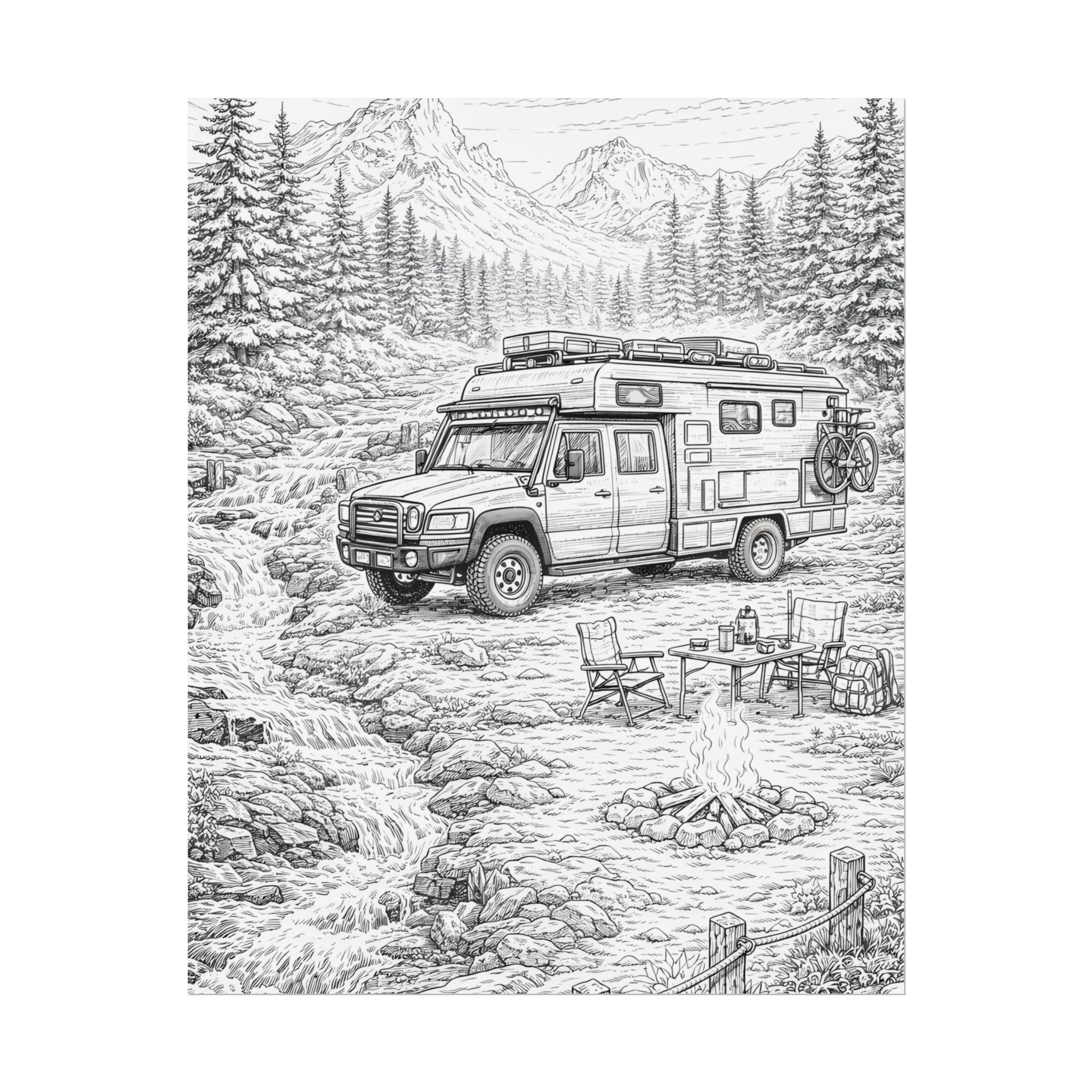 Campervan Poster — Vintage RV Camping Landscape Wall Art