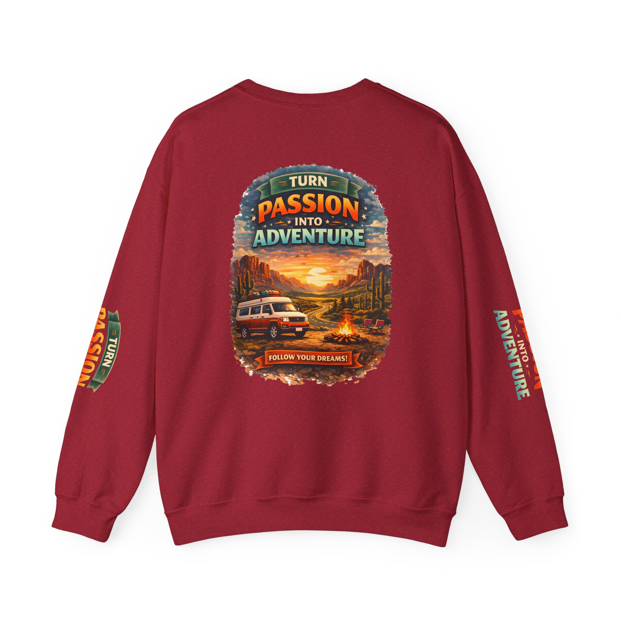 Unisex Heavy Blend™ Crewneck Sweatshirt — "Turn Passion Into Adventure" Design Scenic-Line