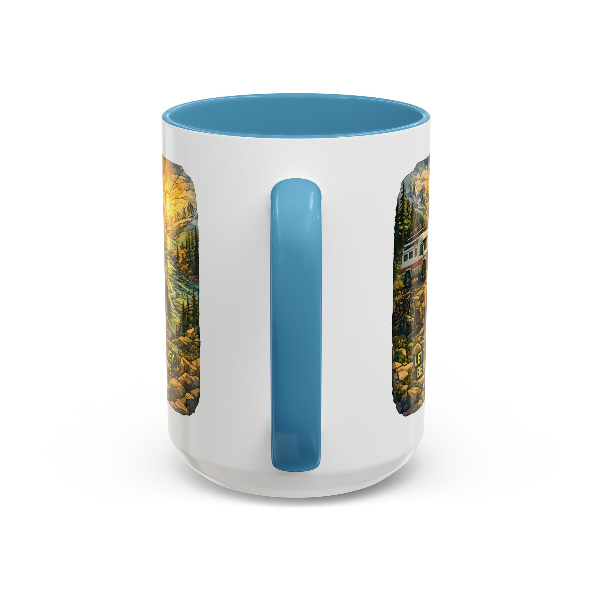 Accent Coffee Mug (11, 15oz) — "Let The Journey Be Your Home" Design Cubic-Line