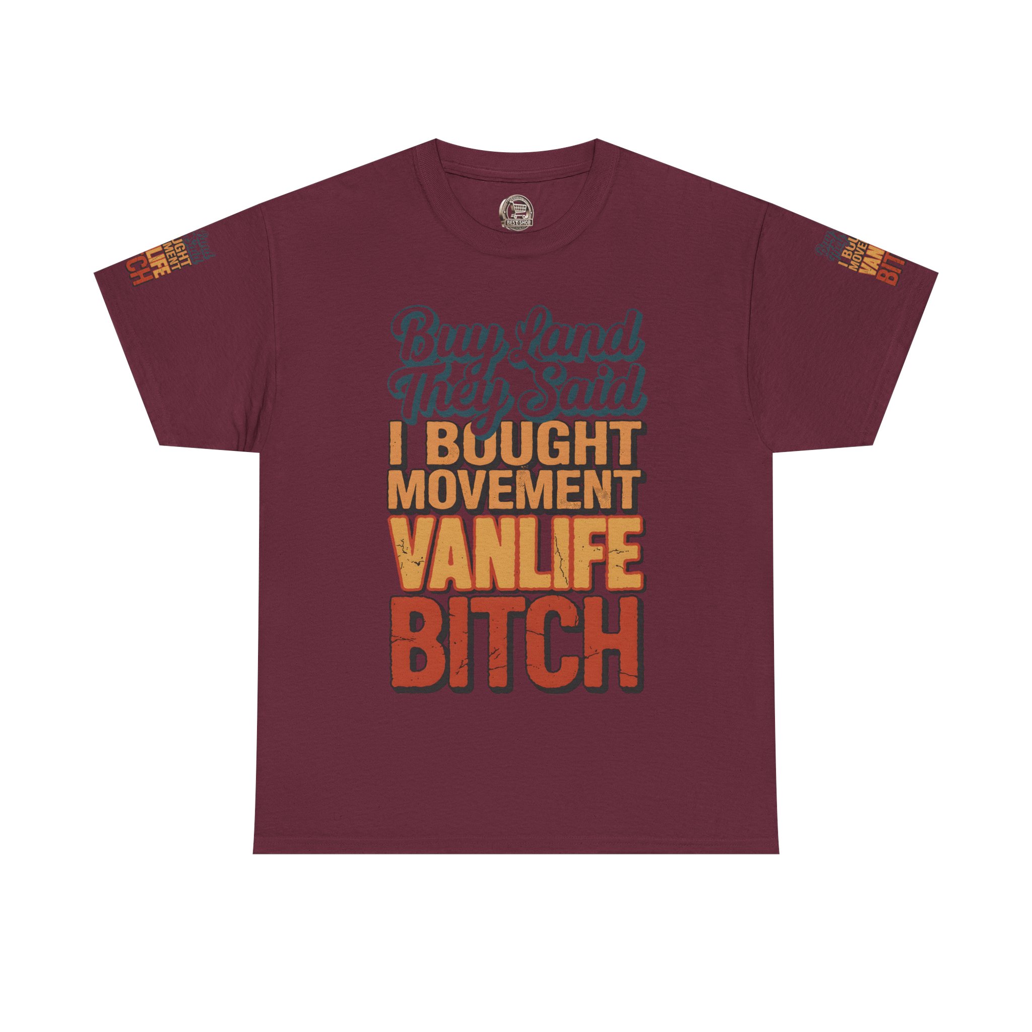 Unisex Heavy Cotton Tee — "Buy Land They Said" Design F**K-Line