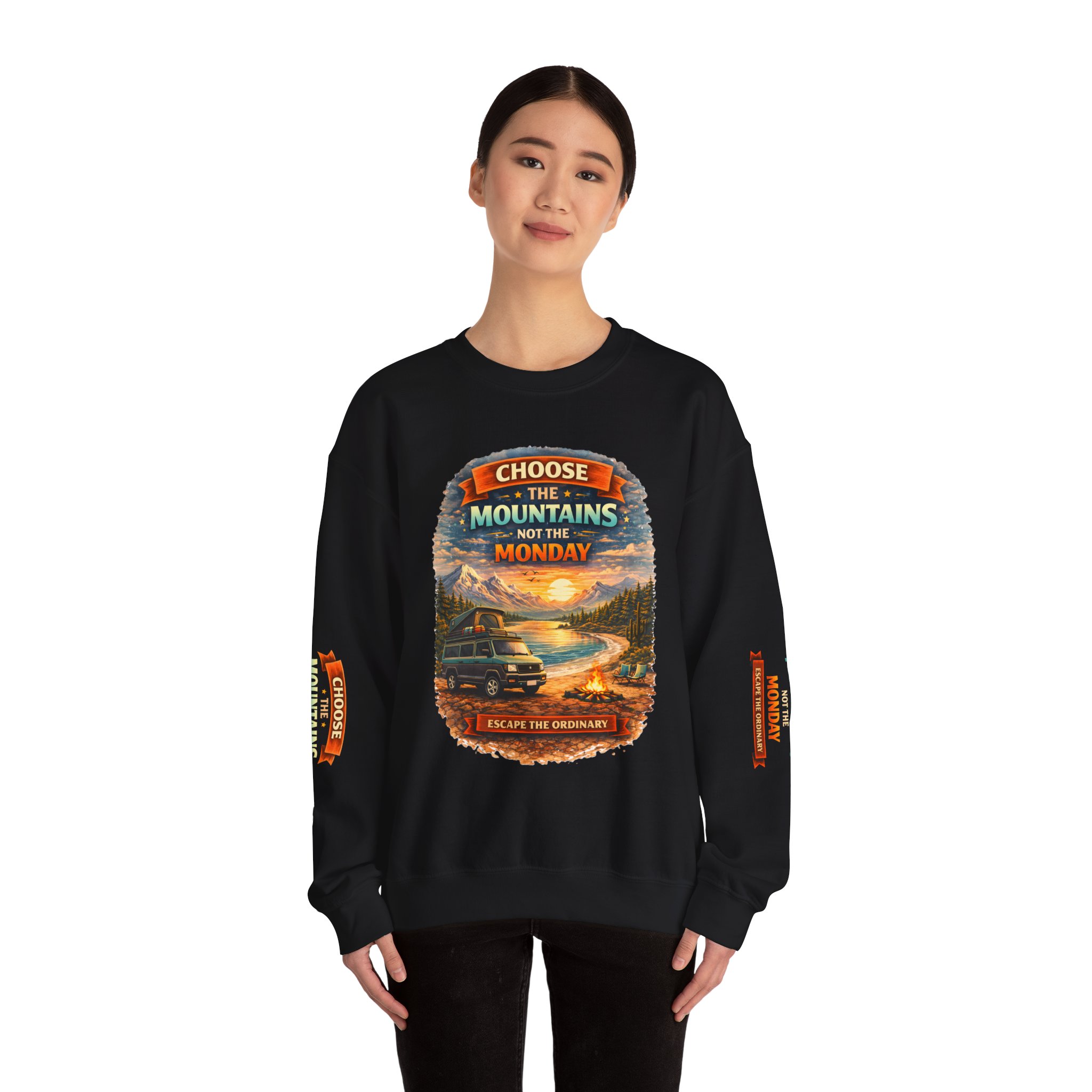 Unisex Heavy Blend™ Crewneck Sweatshirt — "Choose The Mountens" Design Scenic-Line