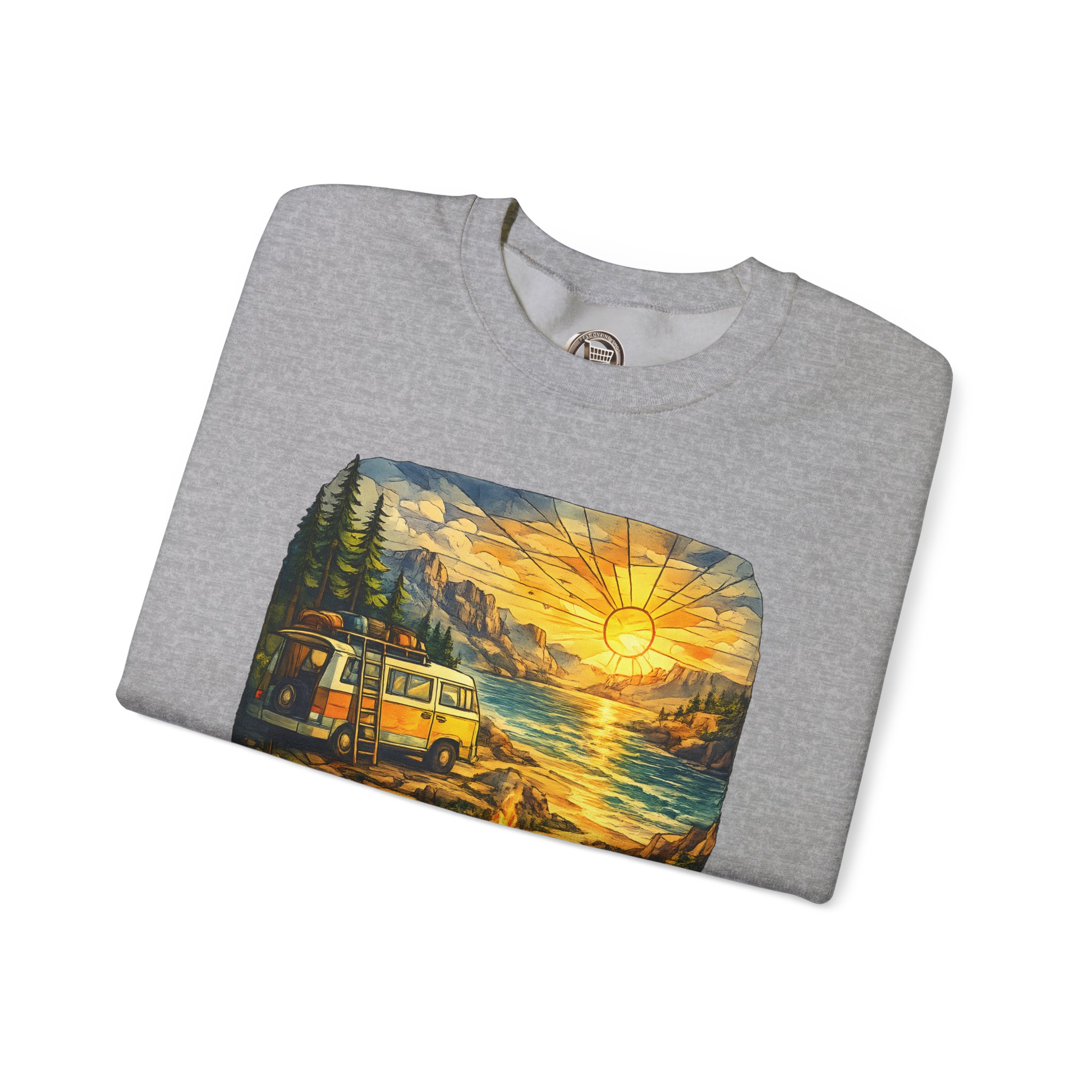 Unisex Heavy Blend™ Crewneck Sweatshirt — "Not All Who Wander Are Lost" Design Cubic-Line