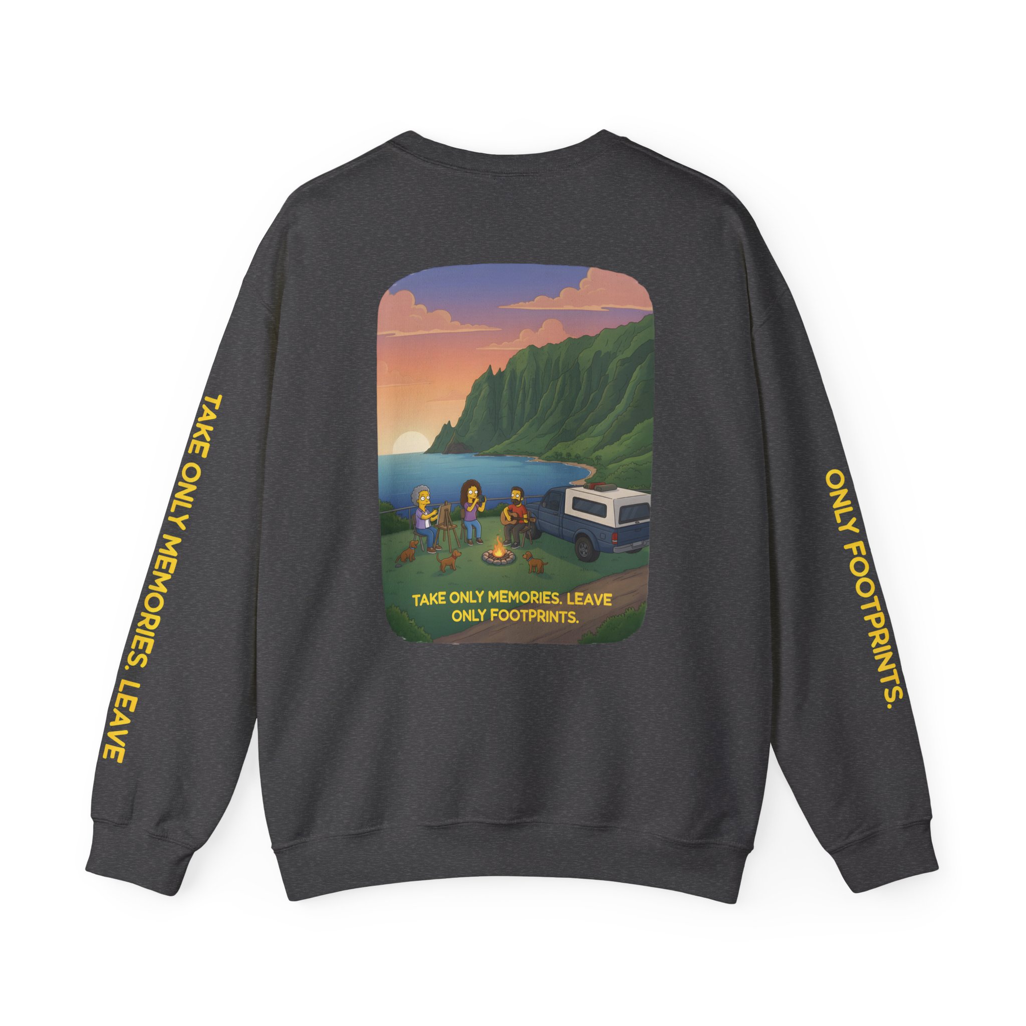 Unisex Heavy Blend™ Crewneck Sweatshirt — "Take Only Memories-Leave Only Footprints" Design Sitcom-Line