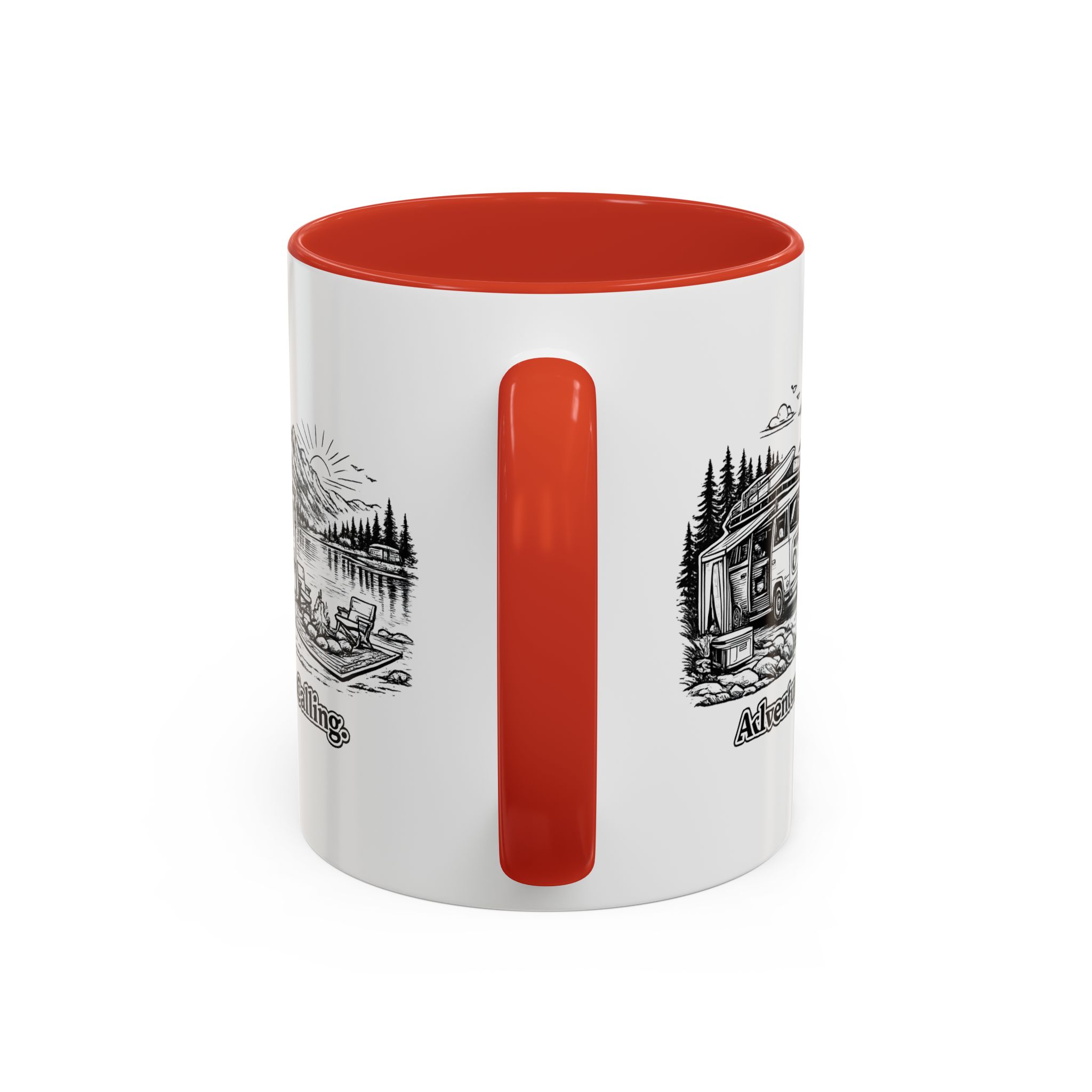Accent Coffee Mug (11, 15oz) — "Adventure Is Calling" Design Minimal-Line