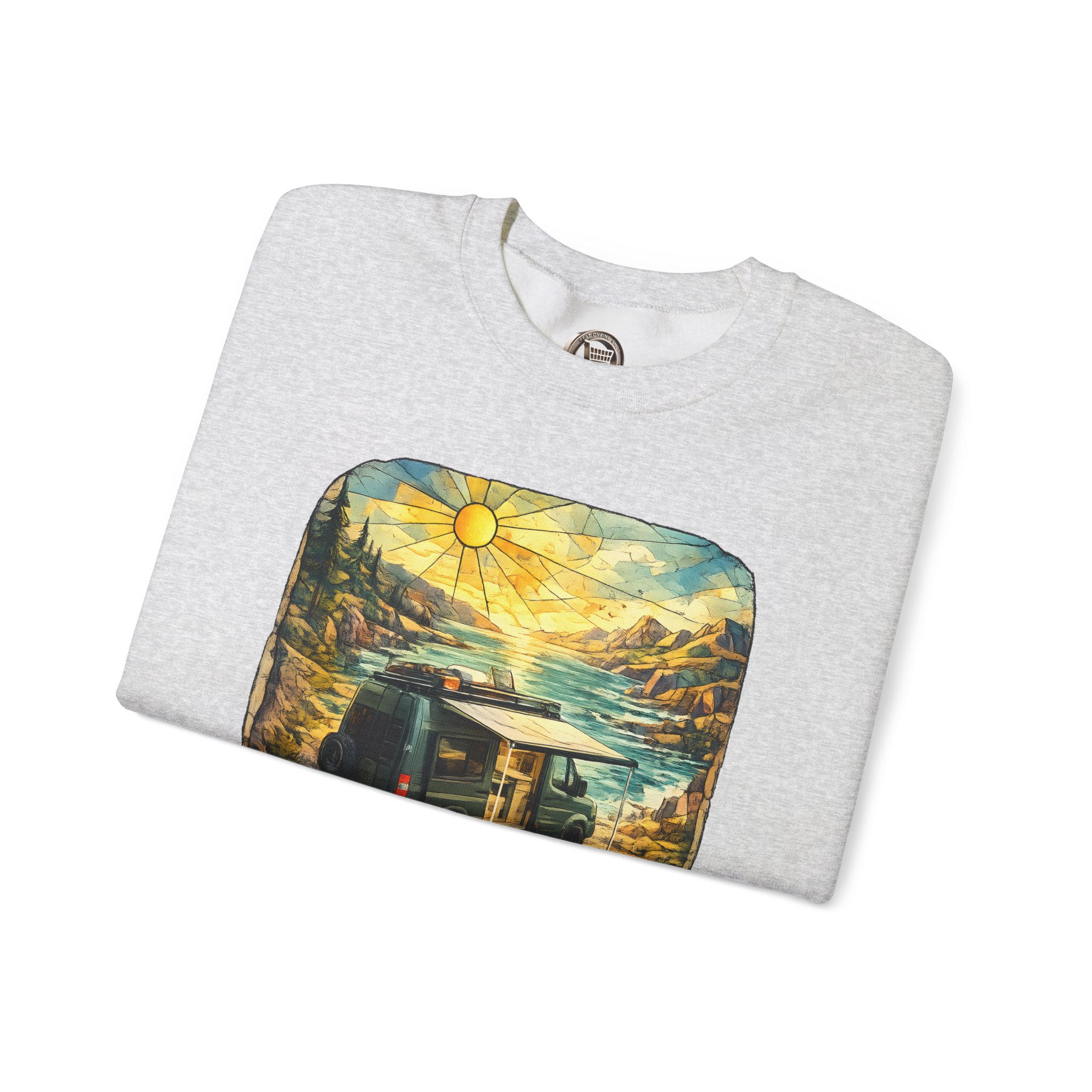 Unisex Heavy Blend™ Crewneck Sweatshirt — "Discover The Great Outdoors" Design Cubic-Line