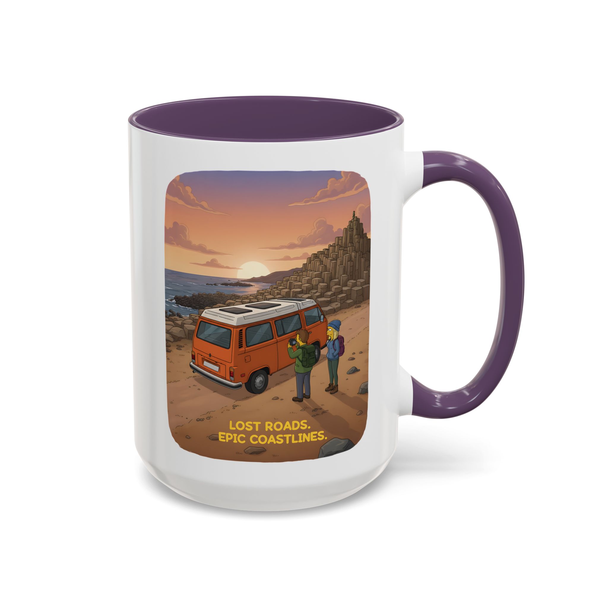 Accent Coffee Mug (11, 15oz) — "Lost Roads Epic Coastlines" Design Sitcom-Line
