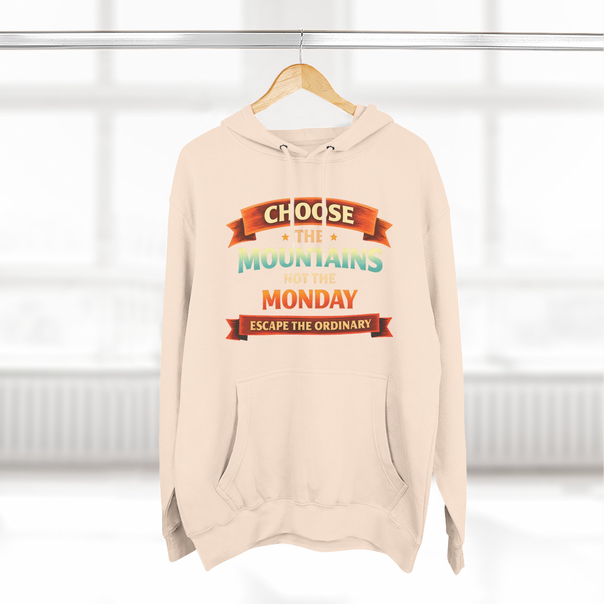 Three-Panel Fleece Hoodie - "Choose The Mountens" Design Scenic-Line