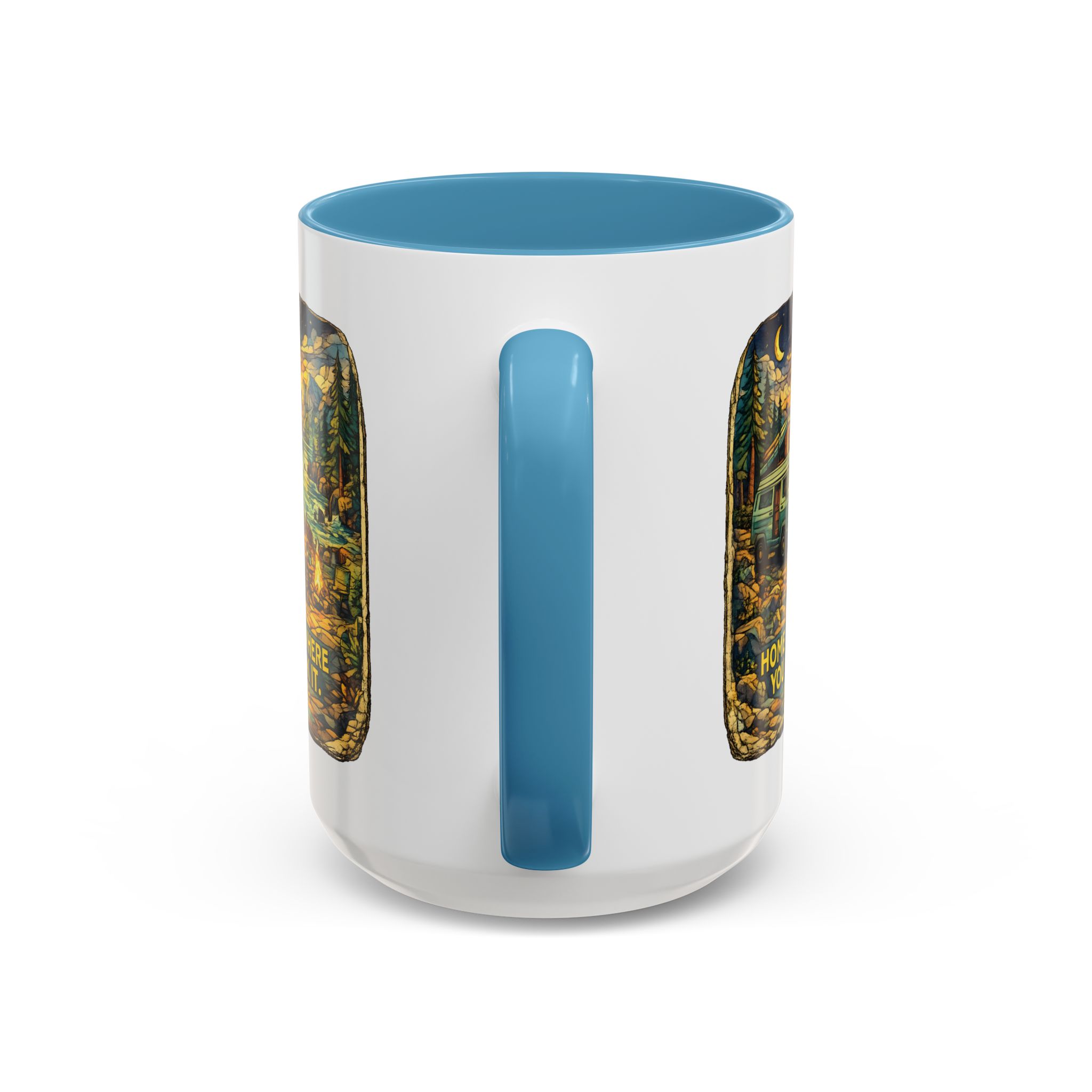 Accent Coffee Mug (11, 15oz) — "Home Is Where You Park It" Design Cubic-Line