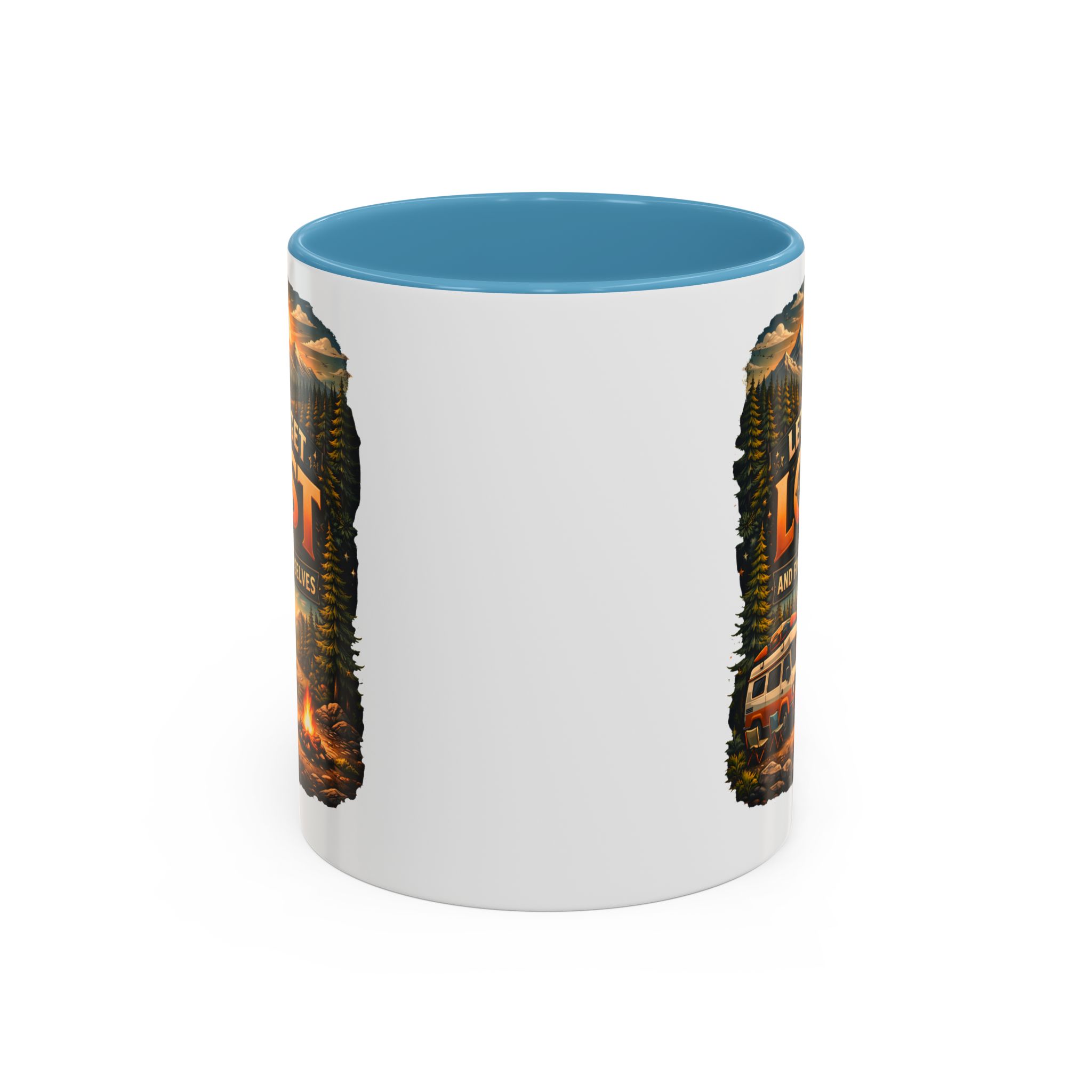 Accent Coffee Mug (11, 15oz) — "Let´s Get Lost And Find Ourselfs" Design Scenic-Line