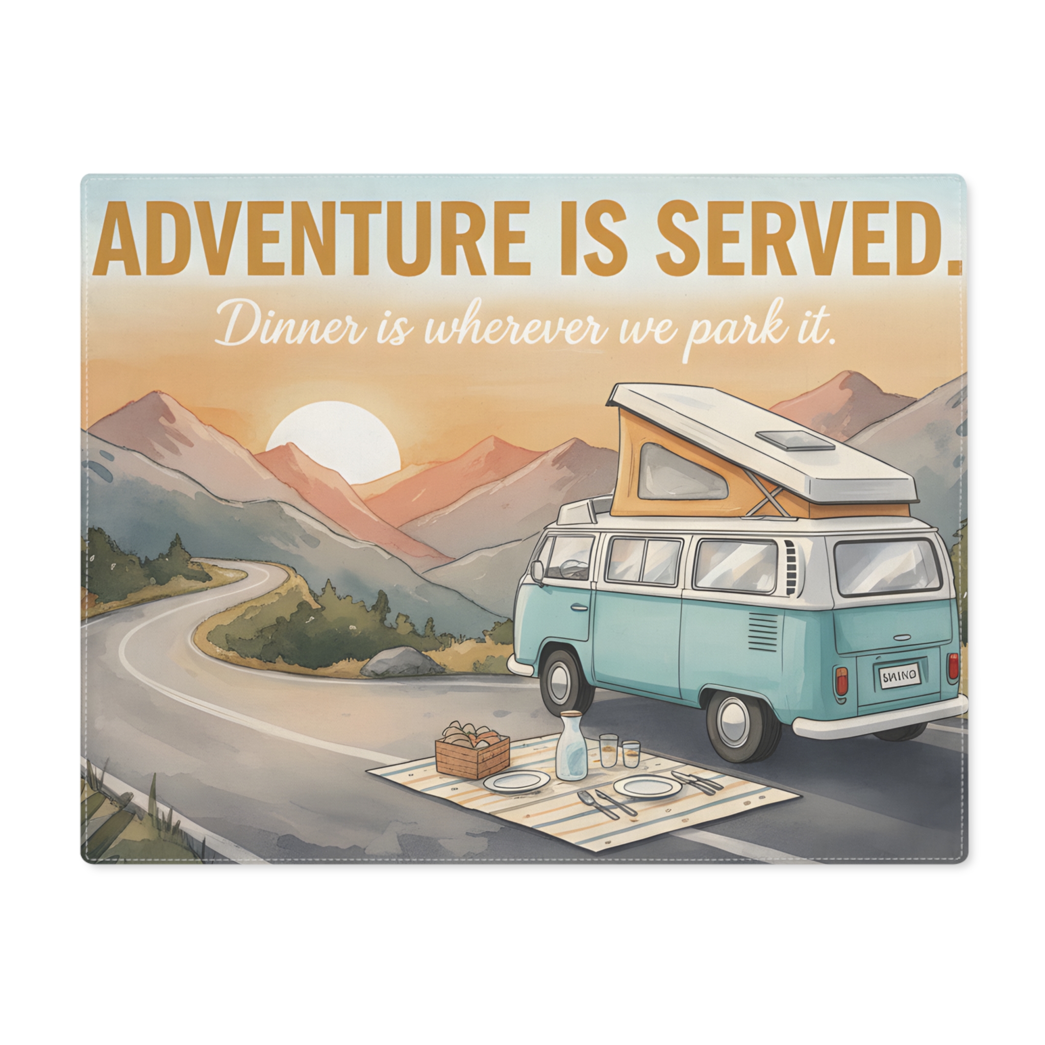 Vanlife Placemat — Camper Van Picnic Dinner Mat