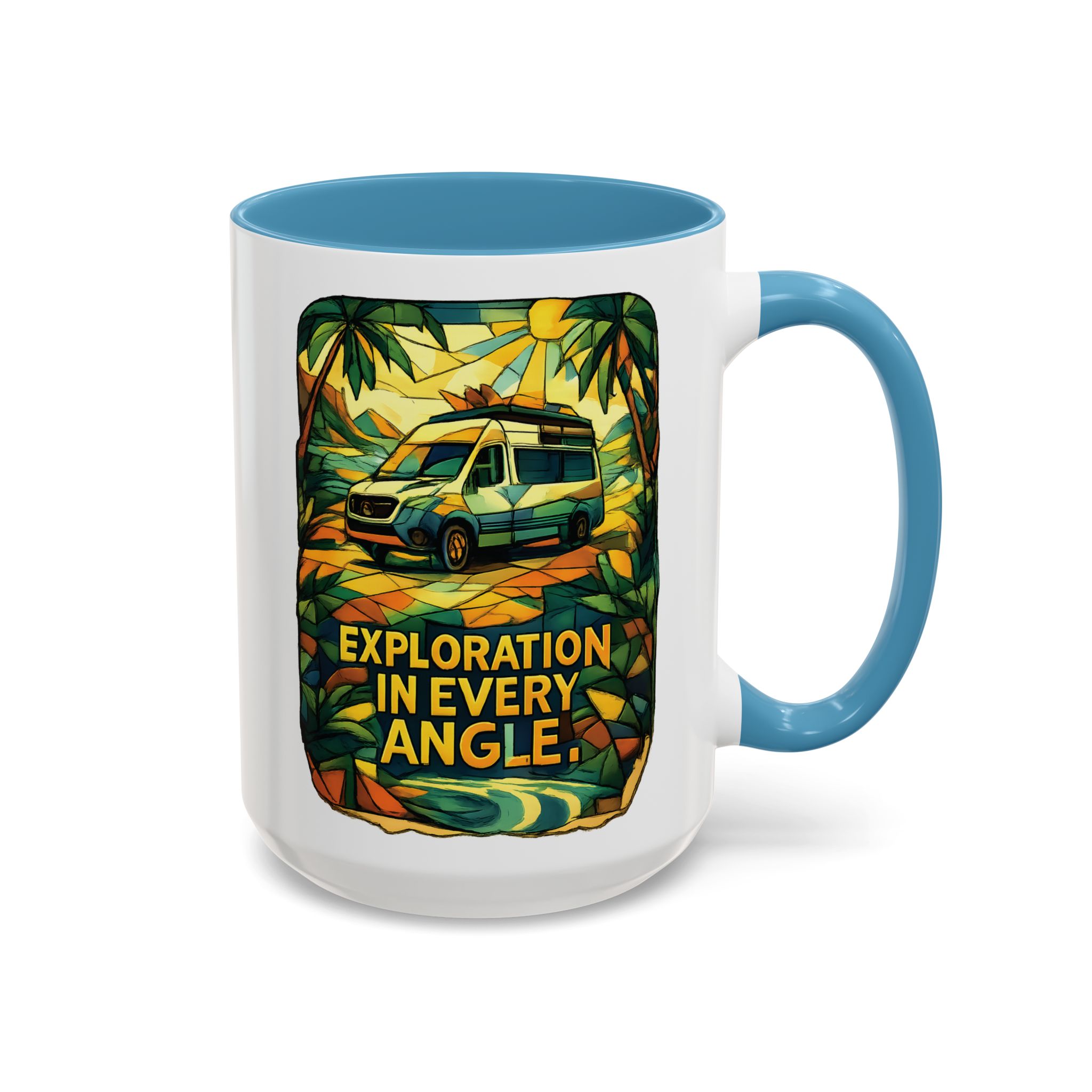 Accent Coffee Mug (11, 15oz) — "Exploration In Every Angle" Design Cubic-Line