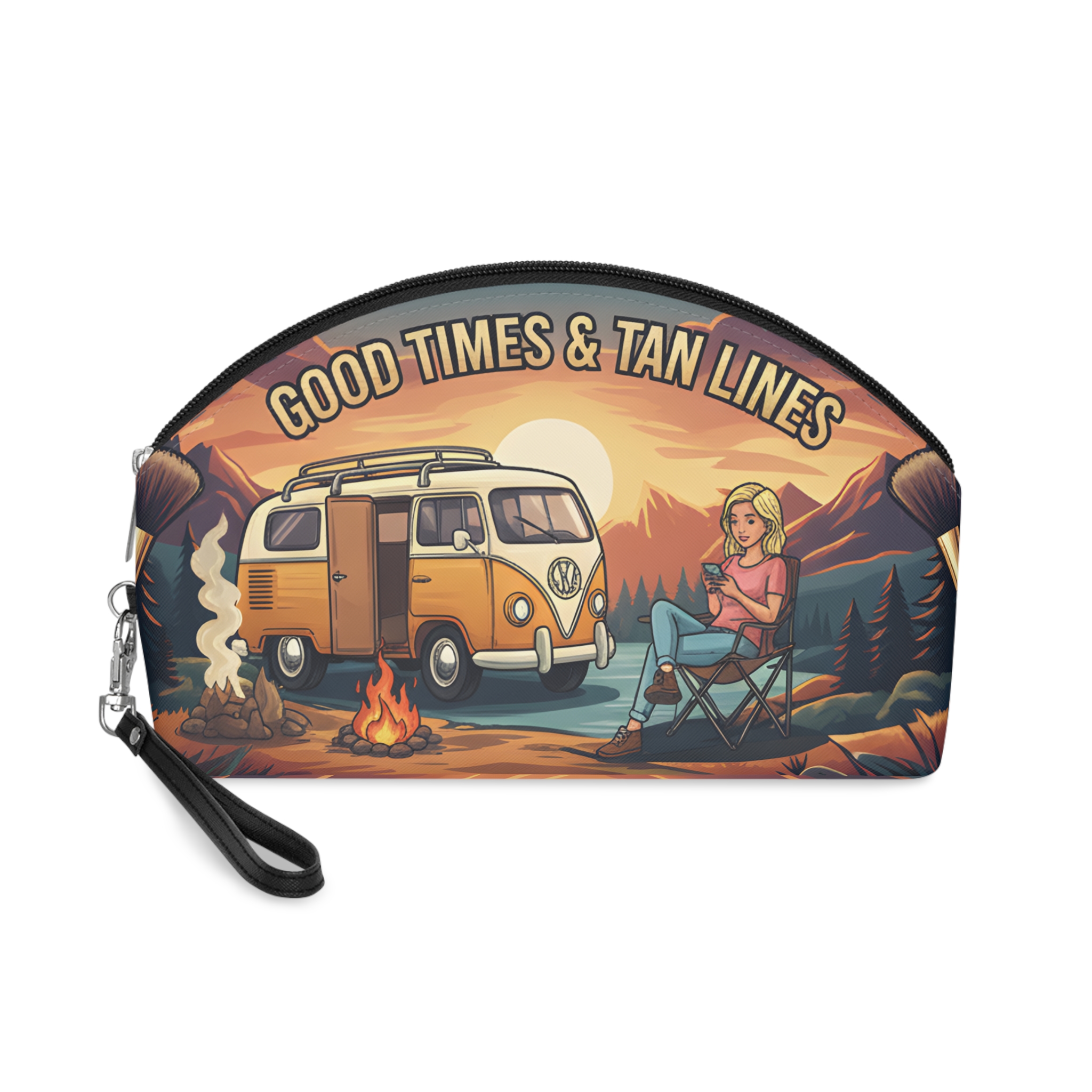Makeup Bag — "Good Times And Tan Lines" campervan quoted