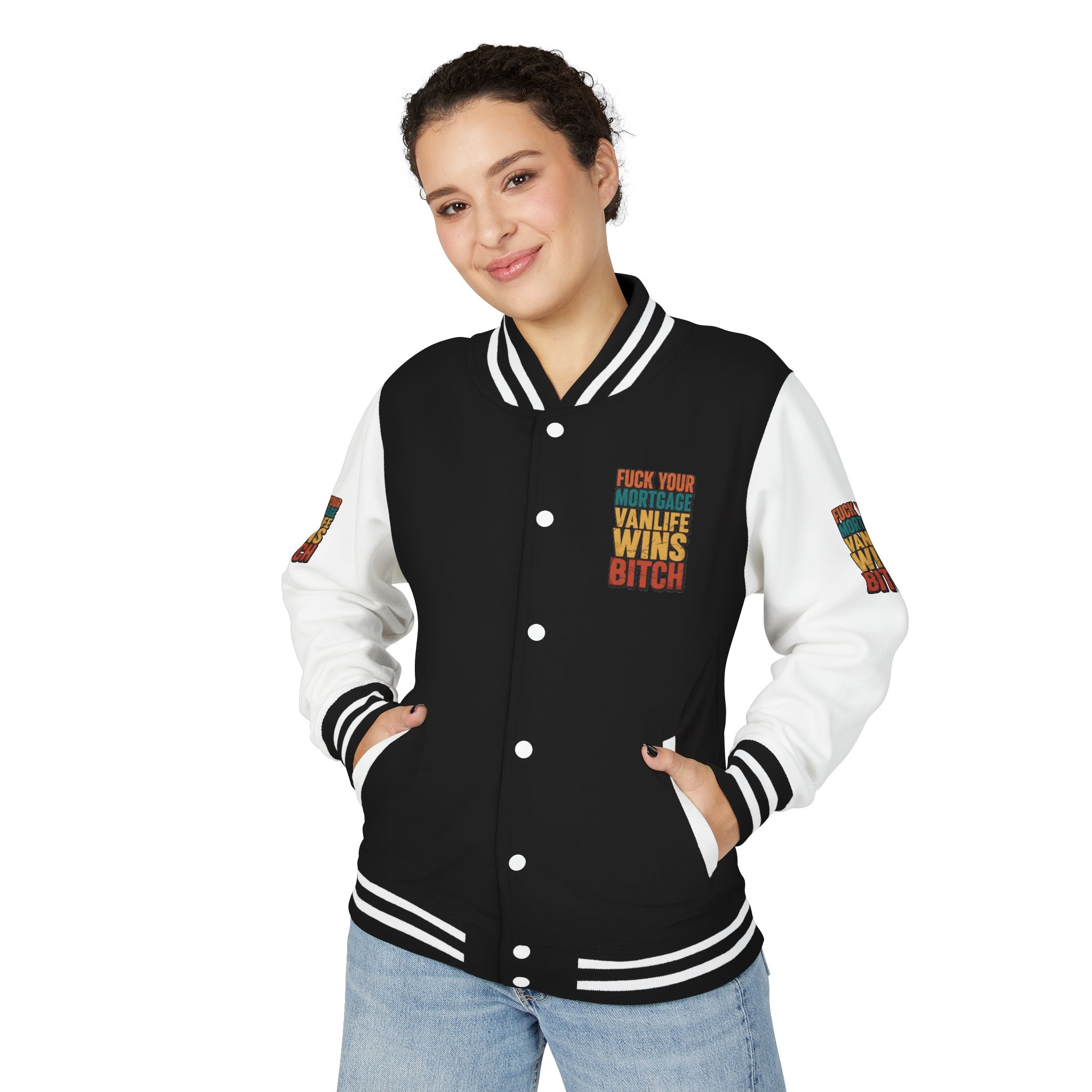Unisex Heavyweight Letterman Jacket — "Fuck Your Mortgage" Design F**K-Line