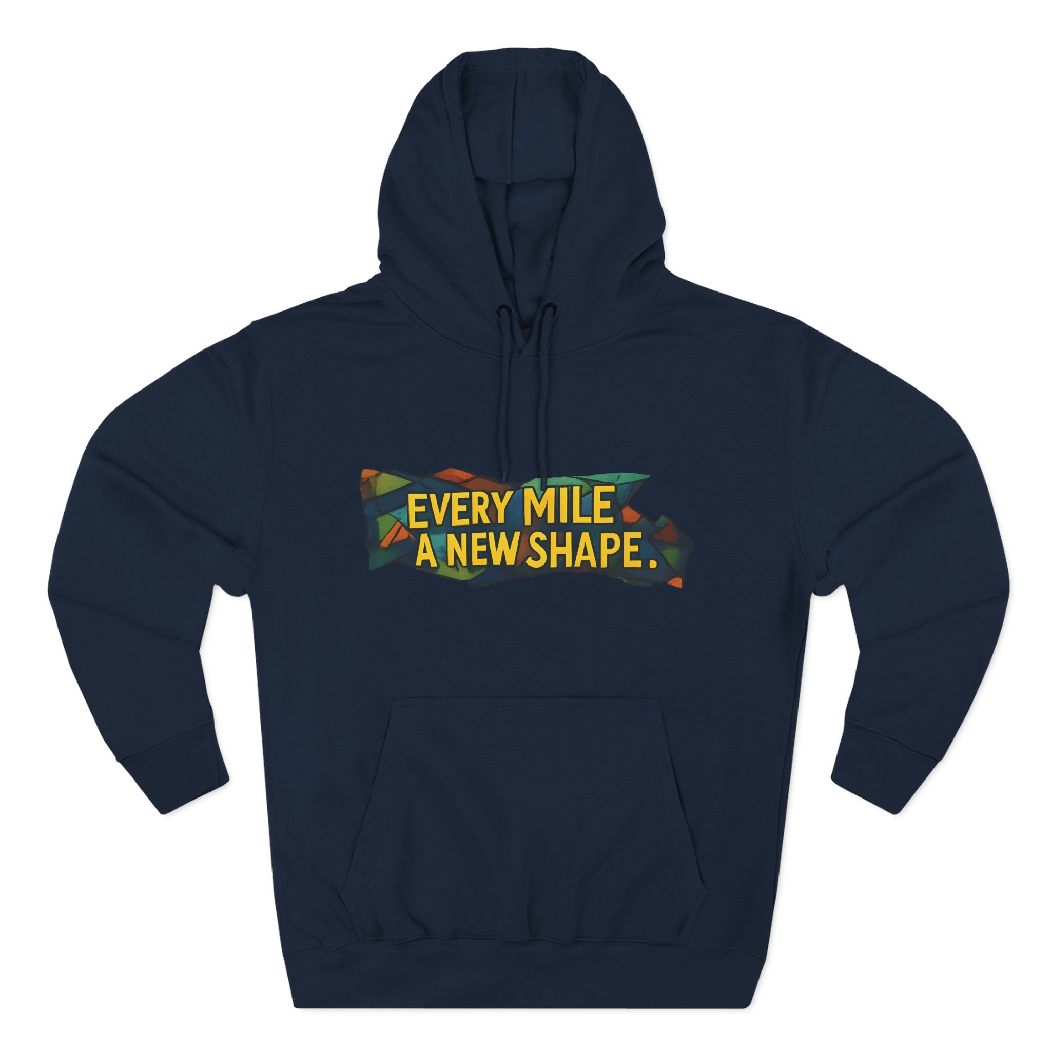 Three-Panel Fleece Hoodie - "Every Mile A New Shape" Design Cubic-Line