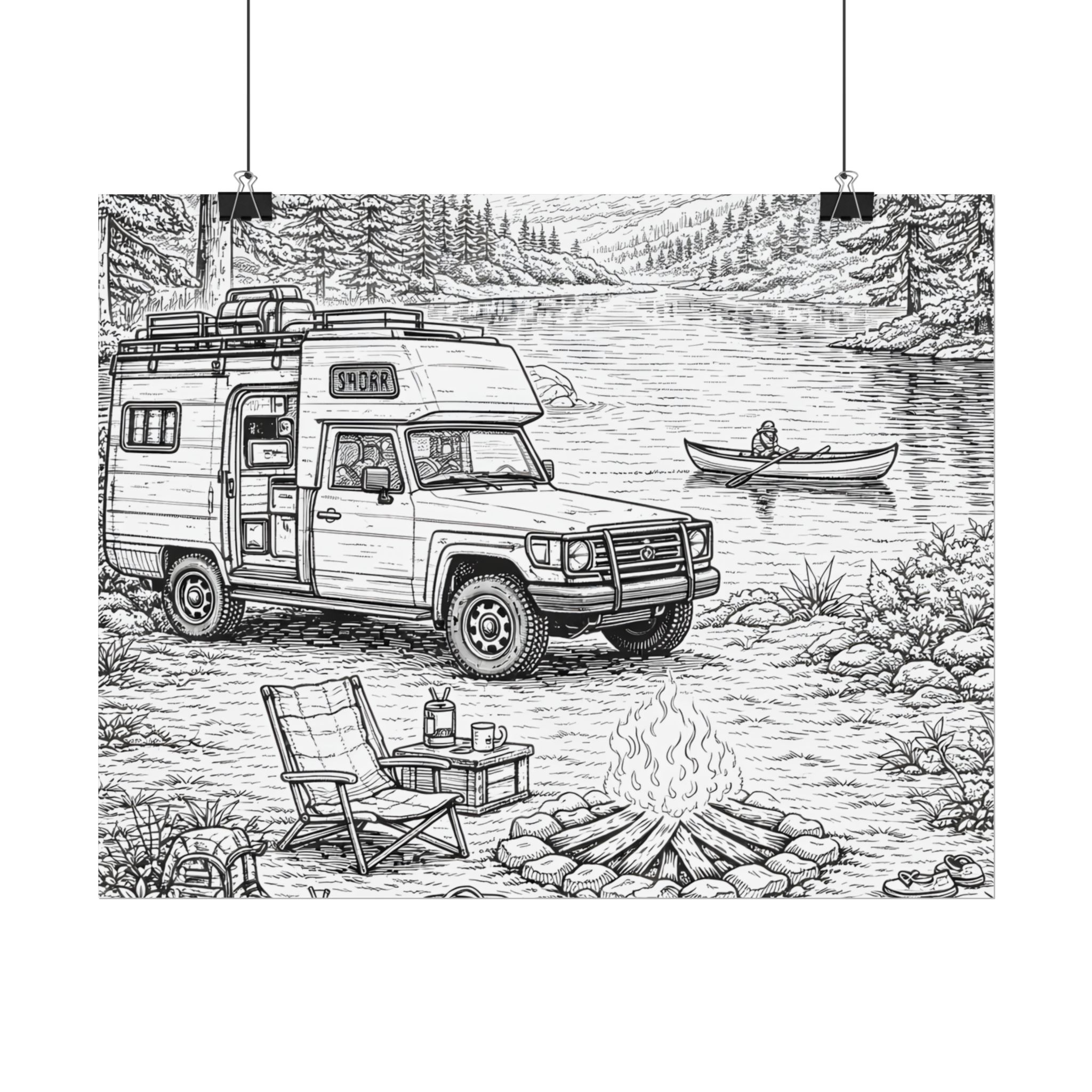 Campervan Poster — Vintage RV Camping Landscape Wall Art