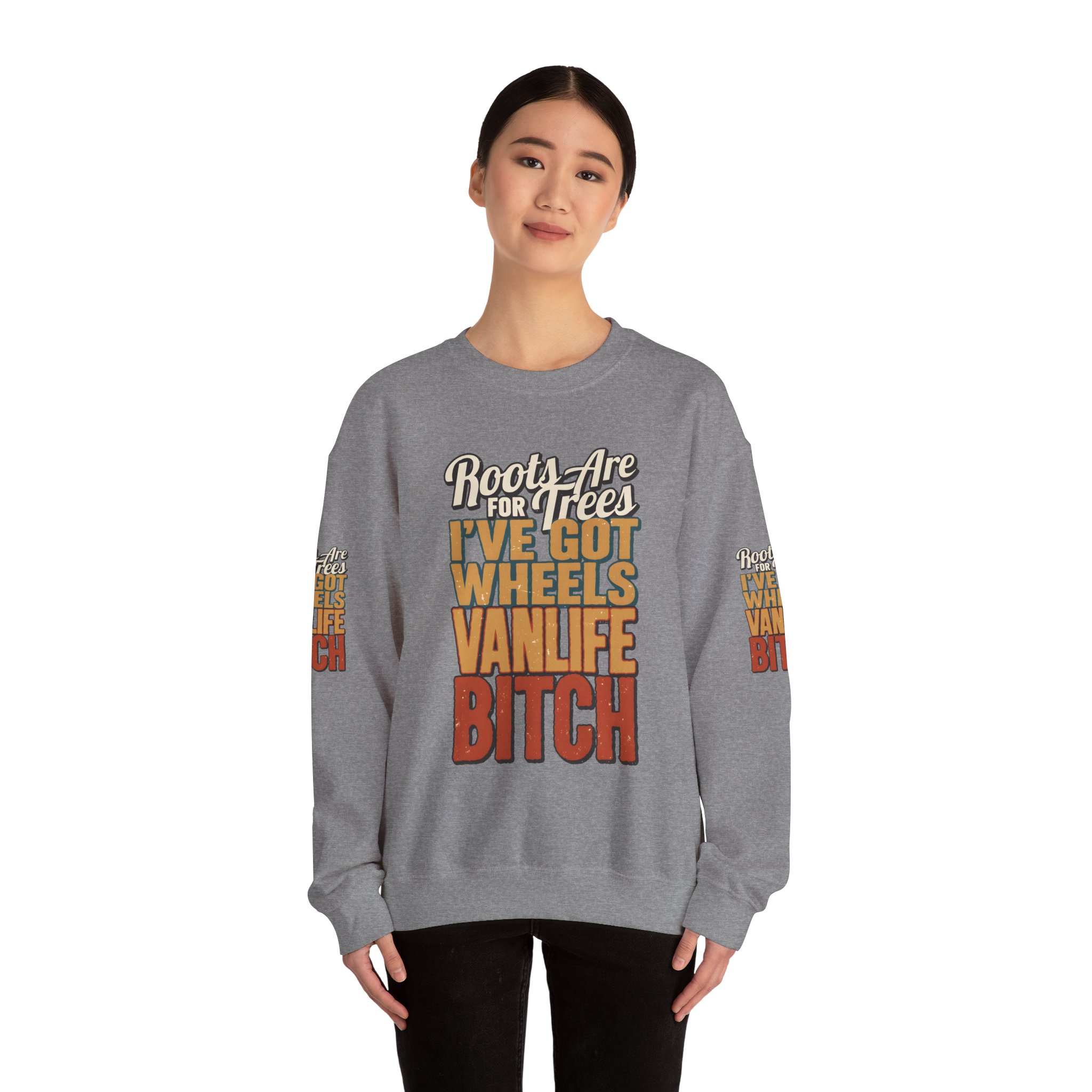 Unisex Heavy Blend™ Crewneck Sweatshirt — "Roots Are For Trees" Design F**K-Line