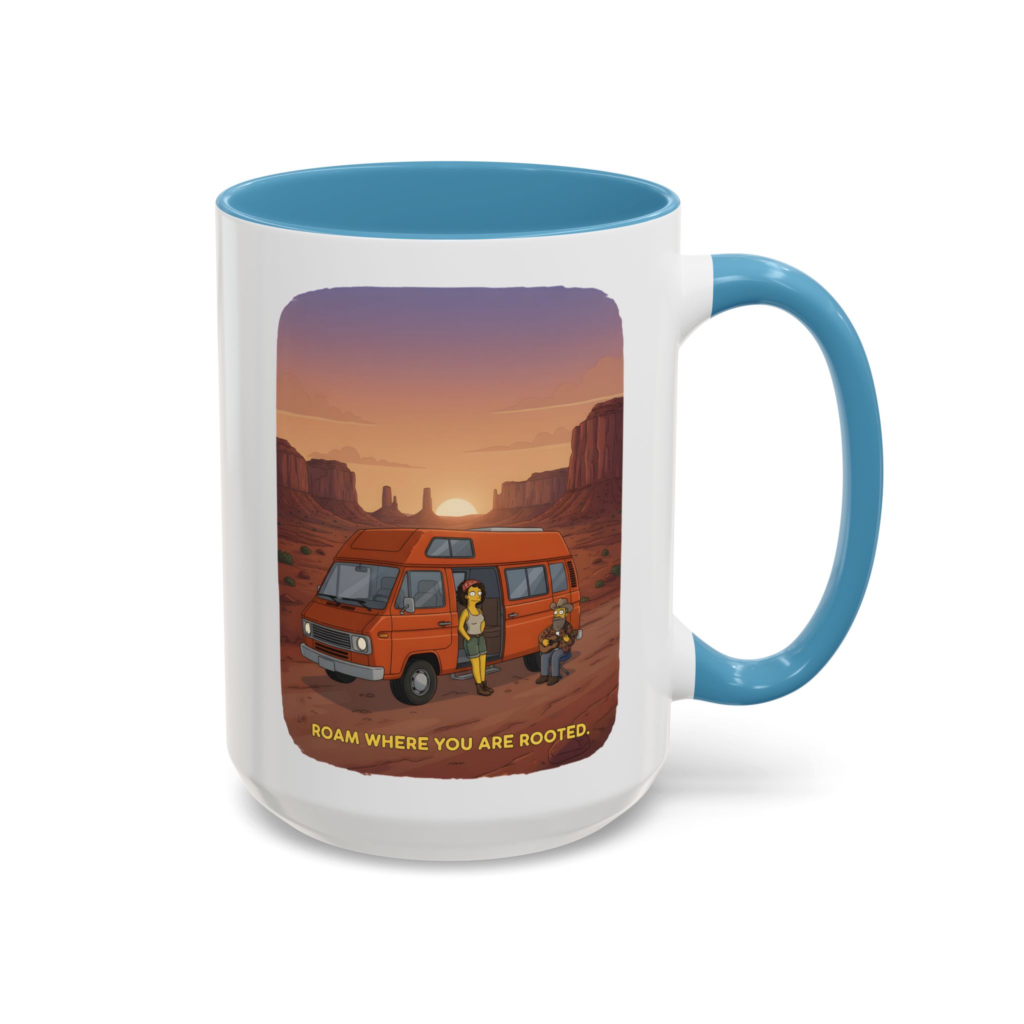 Accent Coffee Mug (11, 15oz) — "Roam Where You Are Rooted" Design Sitcom-Line