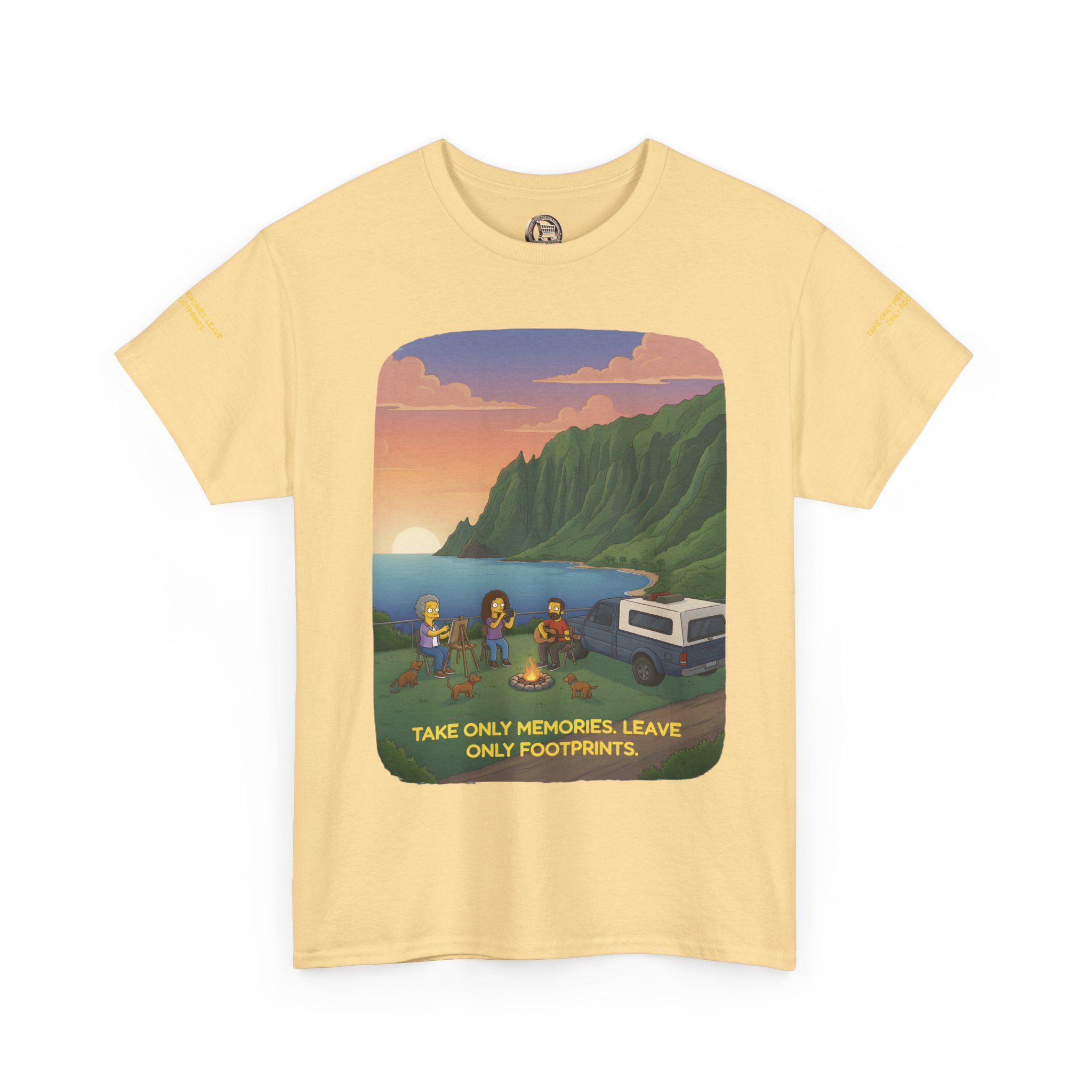 Unisex Heavy Cotton Tee — "Take Only Memories-Leave Only Footprints" Design Sitcom-Line