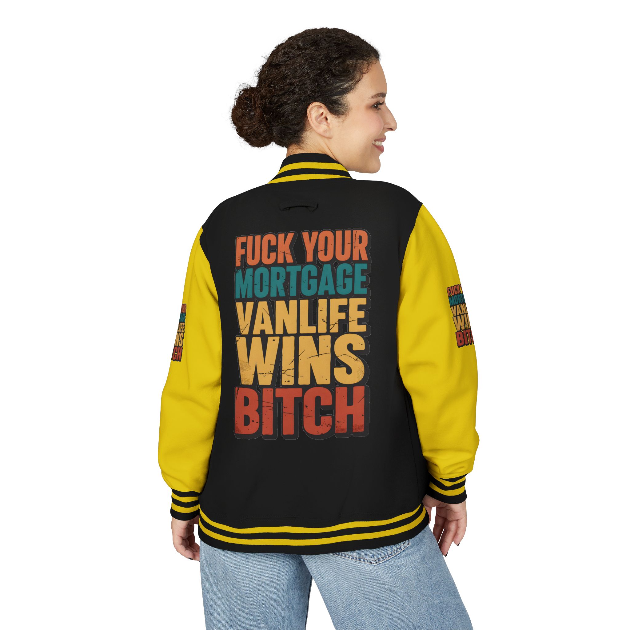 Unisex Heavyweight Letterman Jacket — "Fuck Your Mortgage" Design F**K-Line