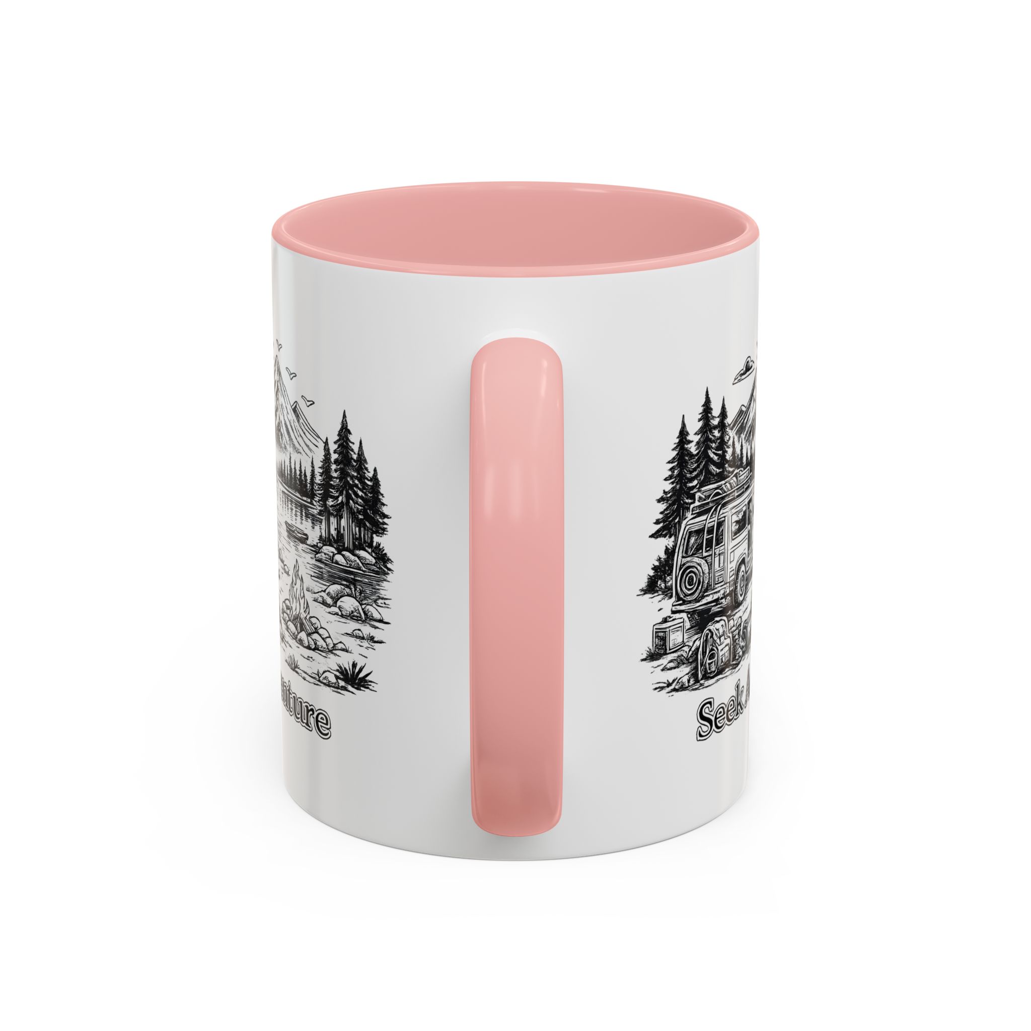 Accent Coffee Mug (11, 15oz) — "Seek Adventure" Design Minimal-Line