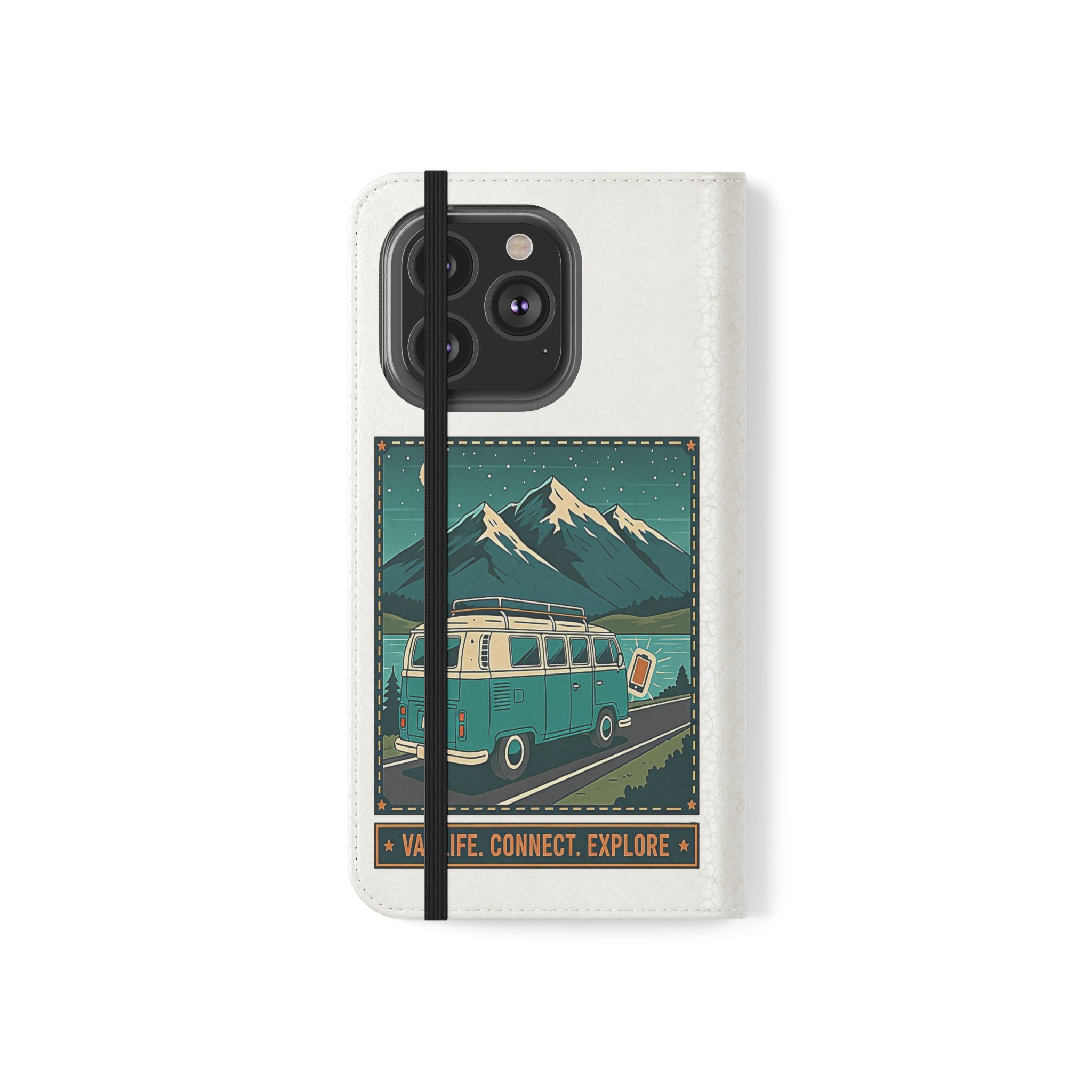 Flip Phone Case — “WiFi Where the Roam Is” Vanlife Wallet Case