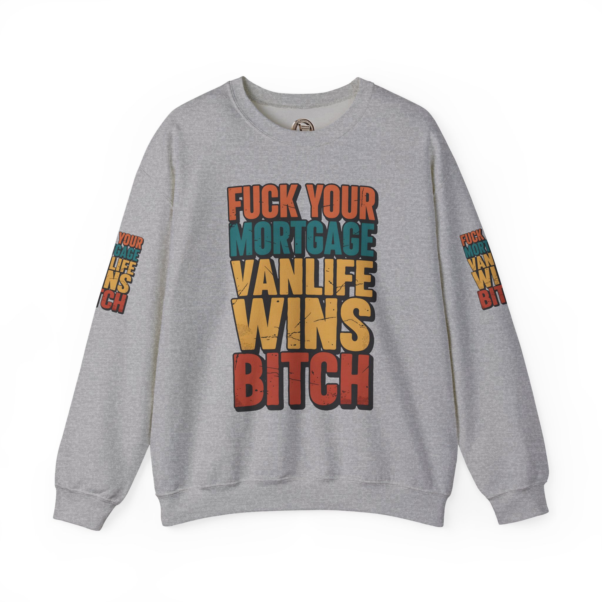 Unisex Heavy Blend™ Crewneck Sweatshirt — "Fuck Your Mortgage" Design F**K-Line
