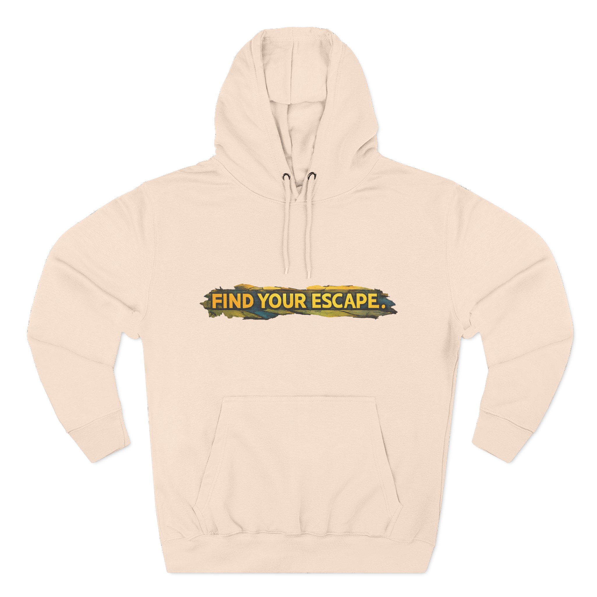 Three-Panel Fleece Hoodie - "Find Your Escape" Design Cubic-Line