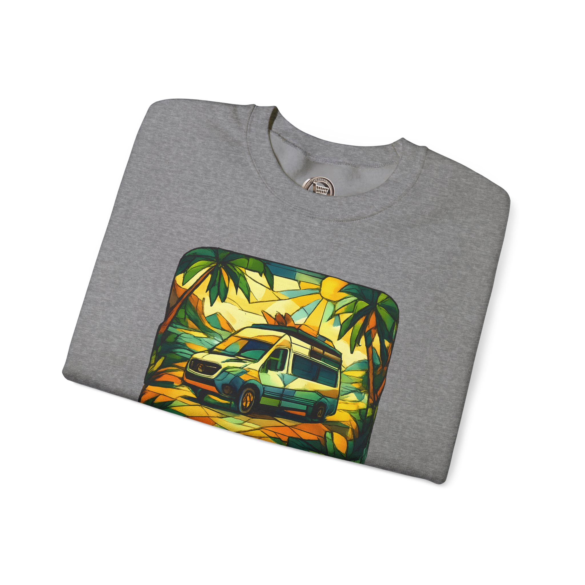 Unisex Heavy Blend™ Crewneck Sweatshirt — "Exploration In Every Angle" Design Cubic-Line