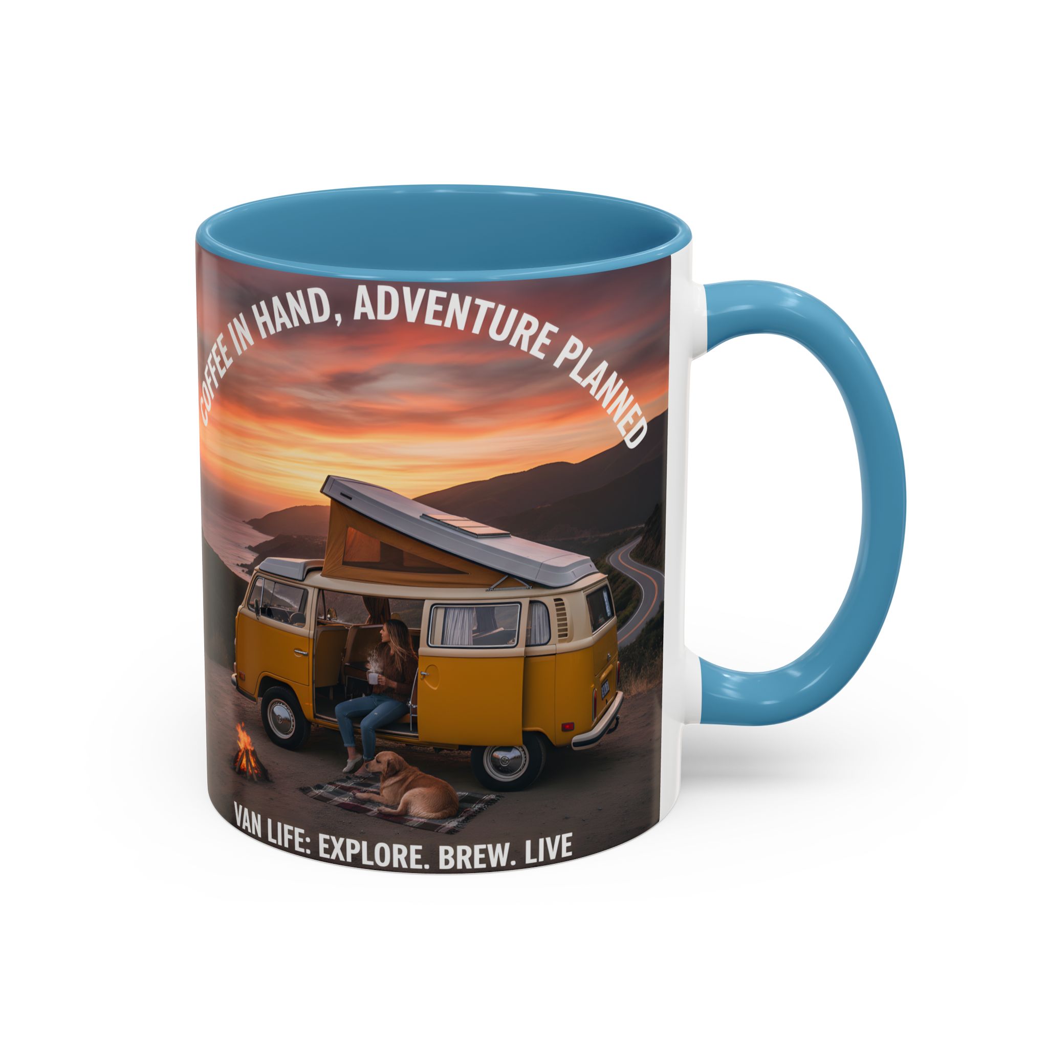 Accent Coffee Mug (11, 15oz) - "Coffee in Hand, Adventure Planned"