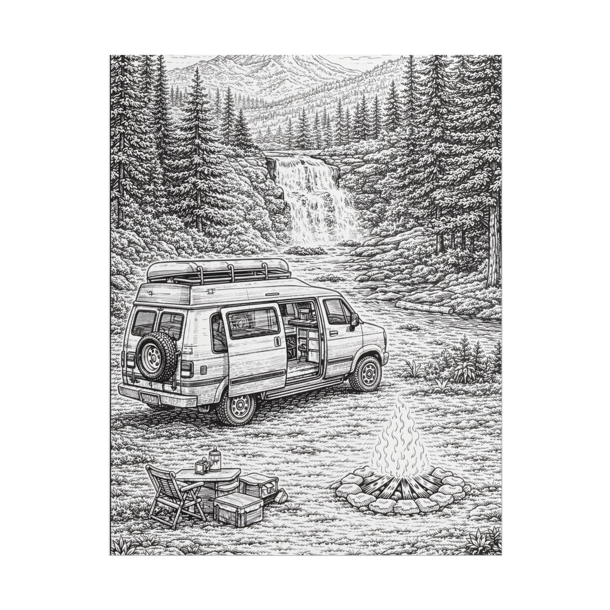 Campervan Poster — Vintage RV Camping Landscape Wall Art