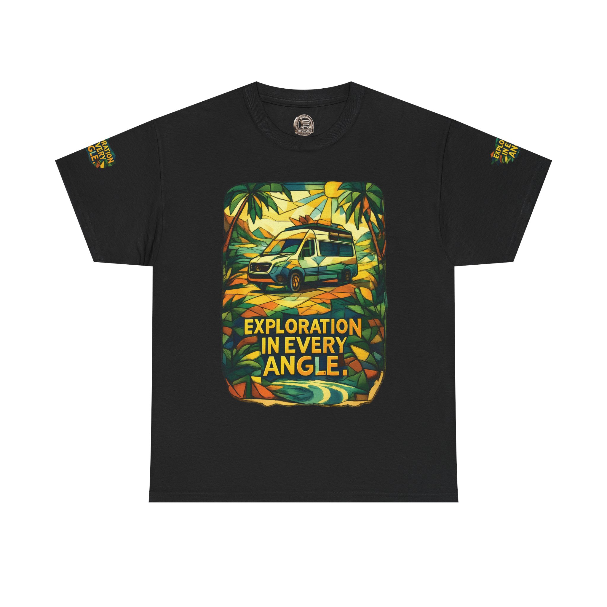 Unisex Heavy Cotton Tee — "Exploration In Every Angle" Design Cubic-Line