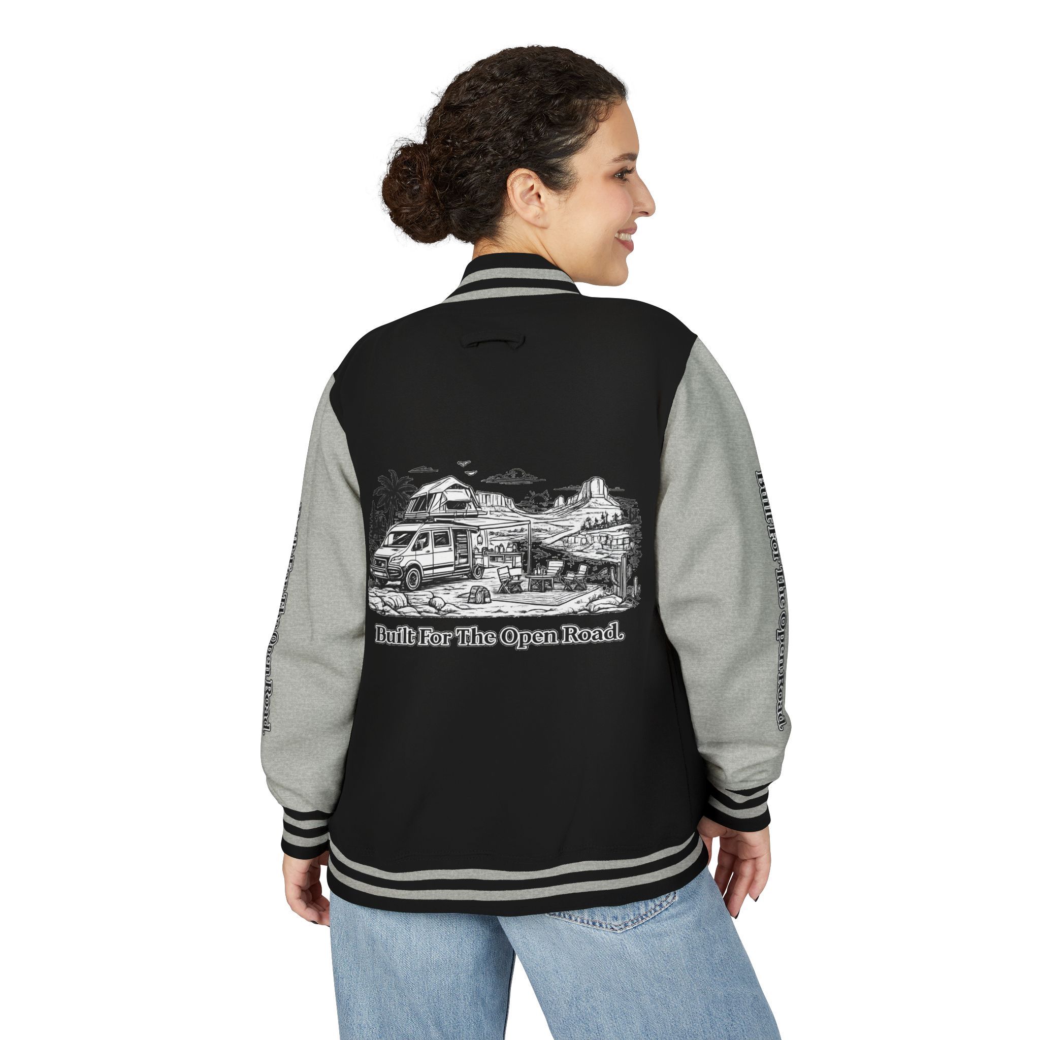 Unisex Heavyweight Letterman Jacket — "Built For The Open Road" Travel Varsity Coat