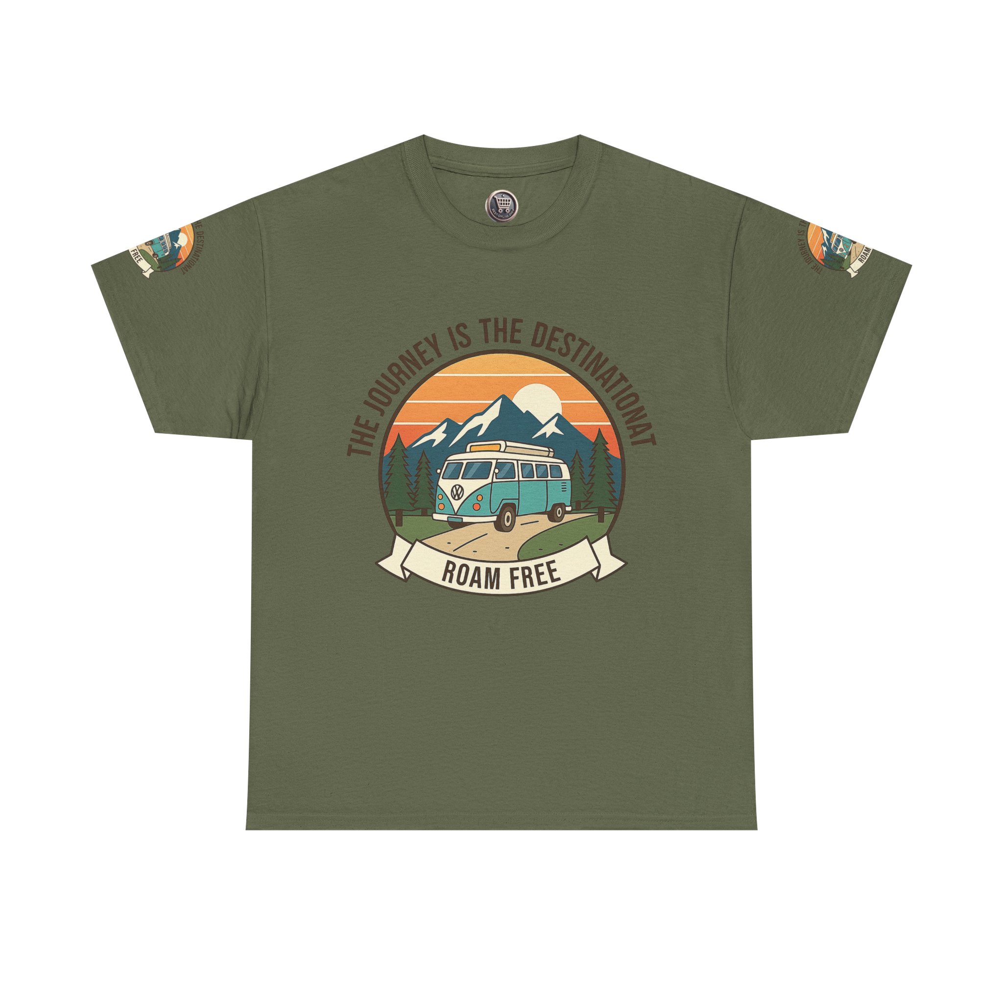 Unisex Heavy Cotton Tee — "The Journey Is The Destination" Roam Free Travel Shirt