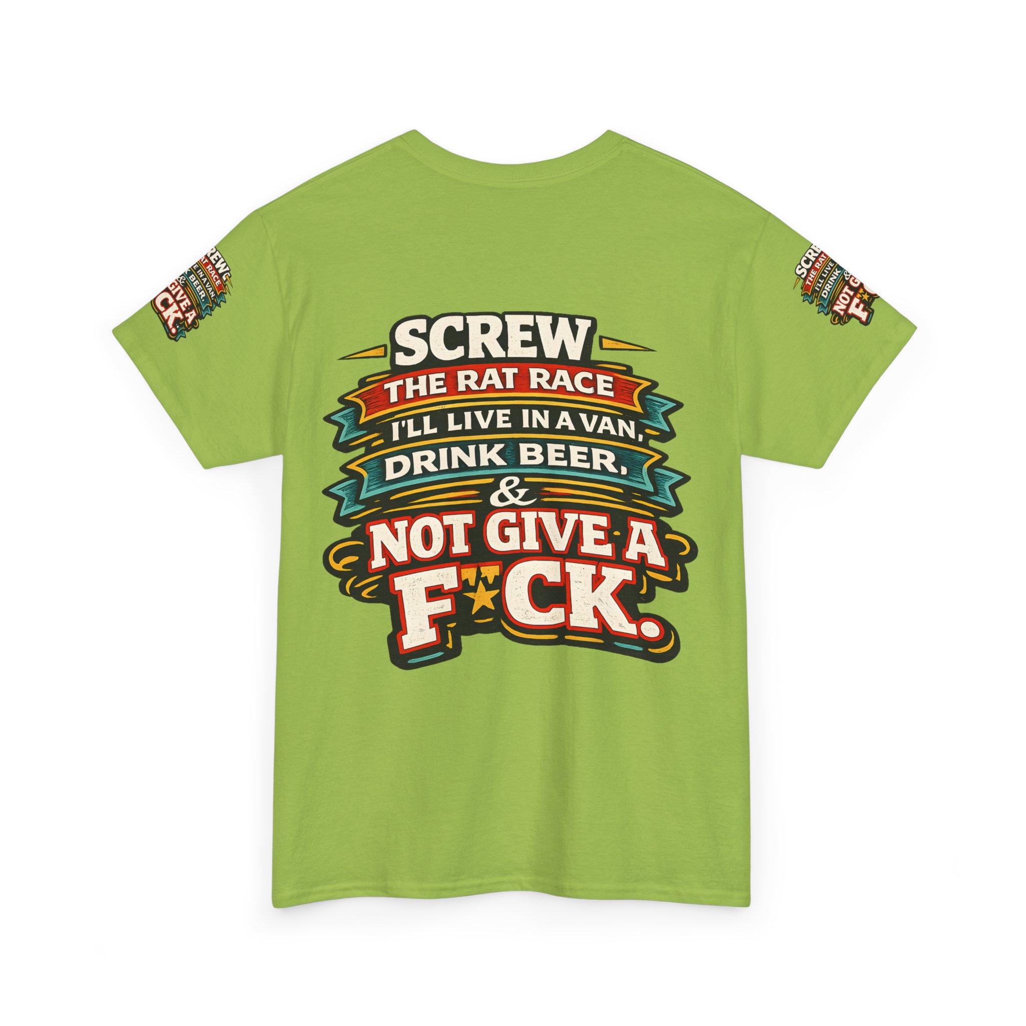 Unisex Heavy Cotton Tee — "Screw The Rat Race" Design F**K-Line