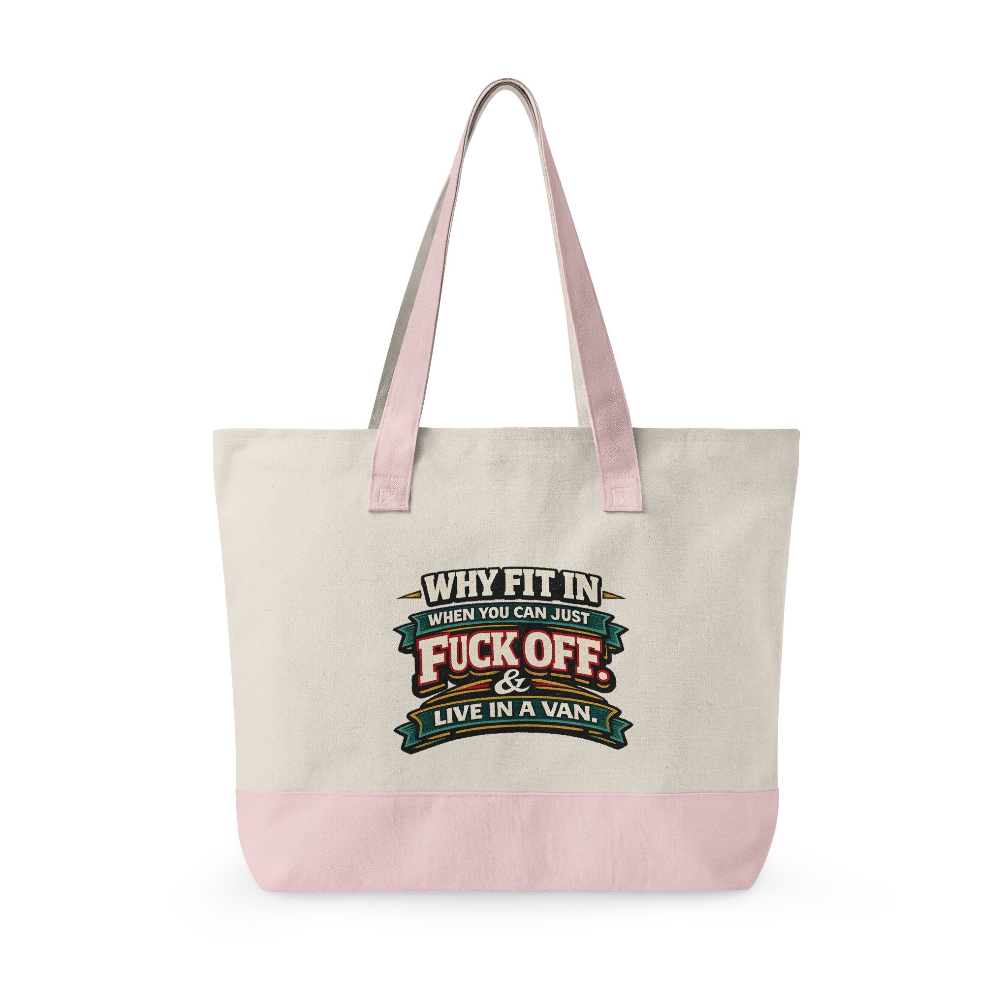 Zippered Canvas Tote — "Why Fit In" (Design F**K-Line)