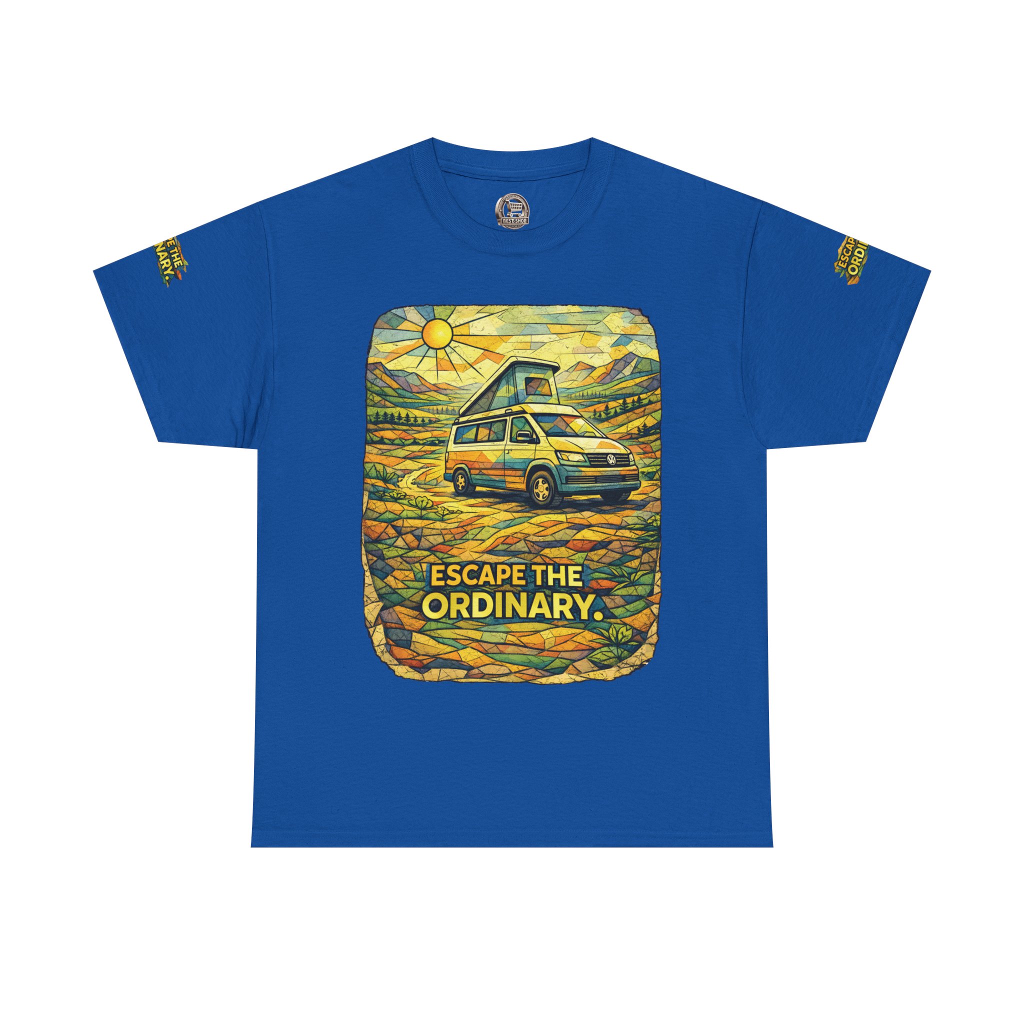 11510547273834379399_2048.jpeg Unisex Heavy Cotton Tee — "Escape The Ordinary" Design Cubic-Line