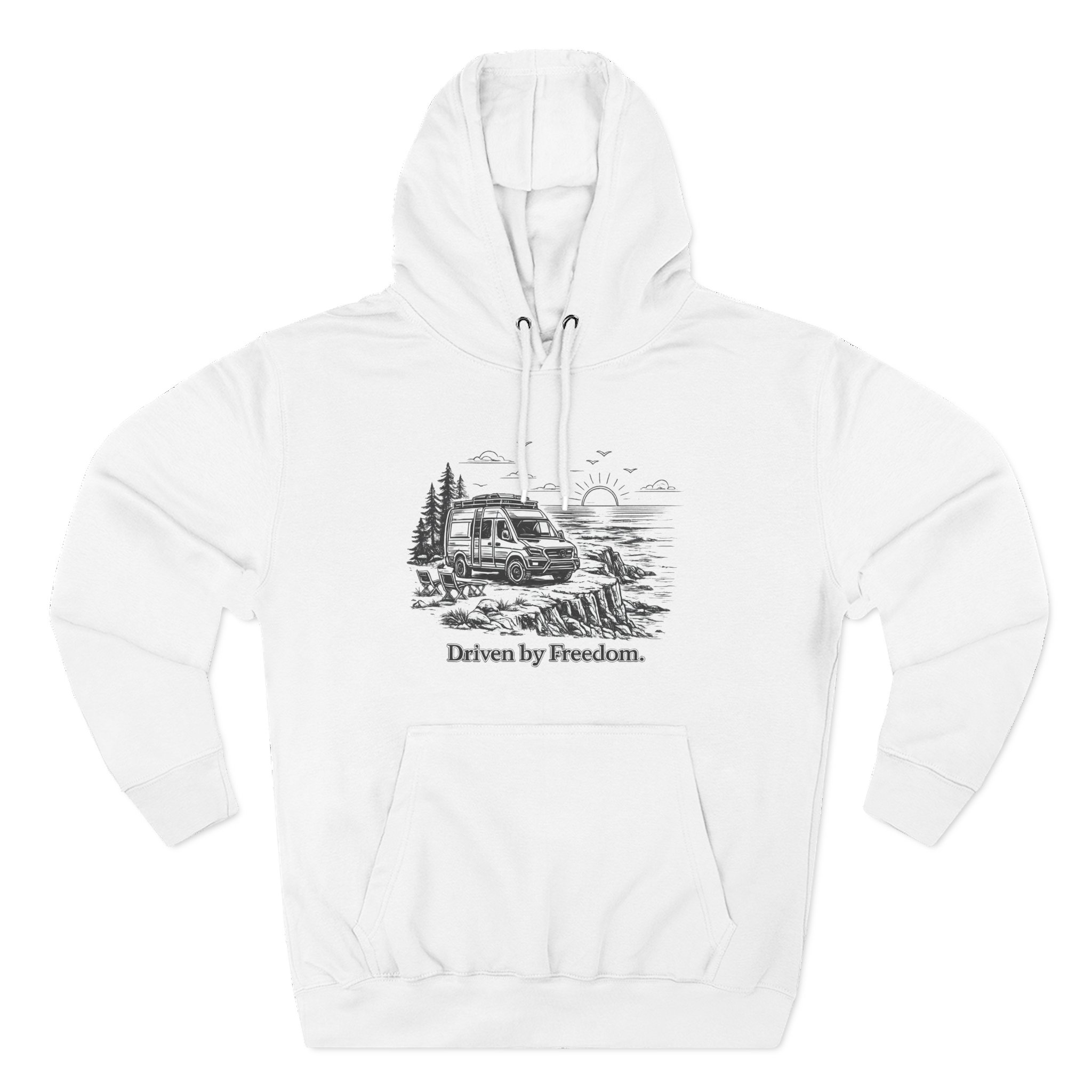 Three-Panel Fleece Hoodie - "Driven By Freedom" Design Minimal-Line