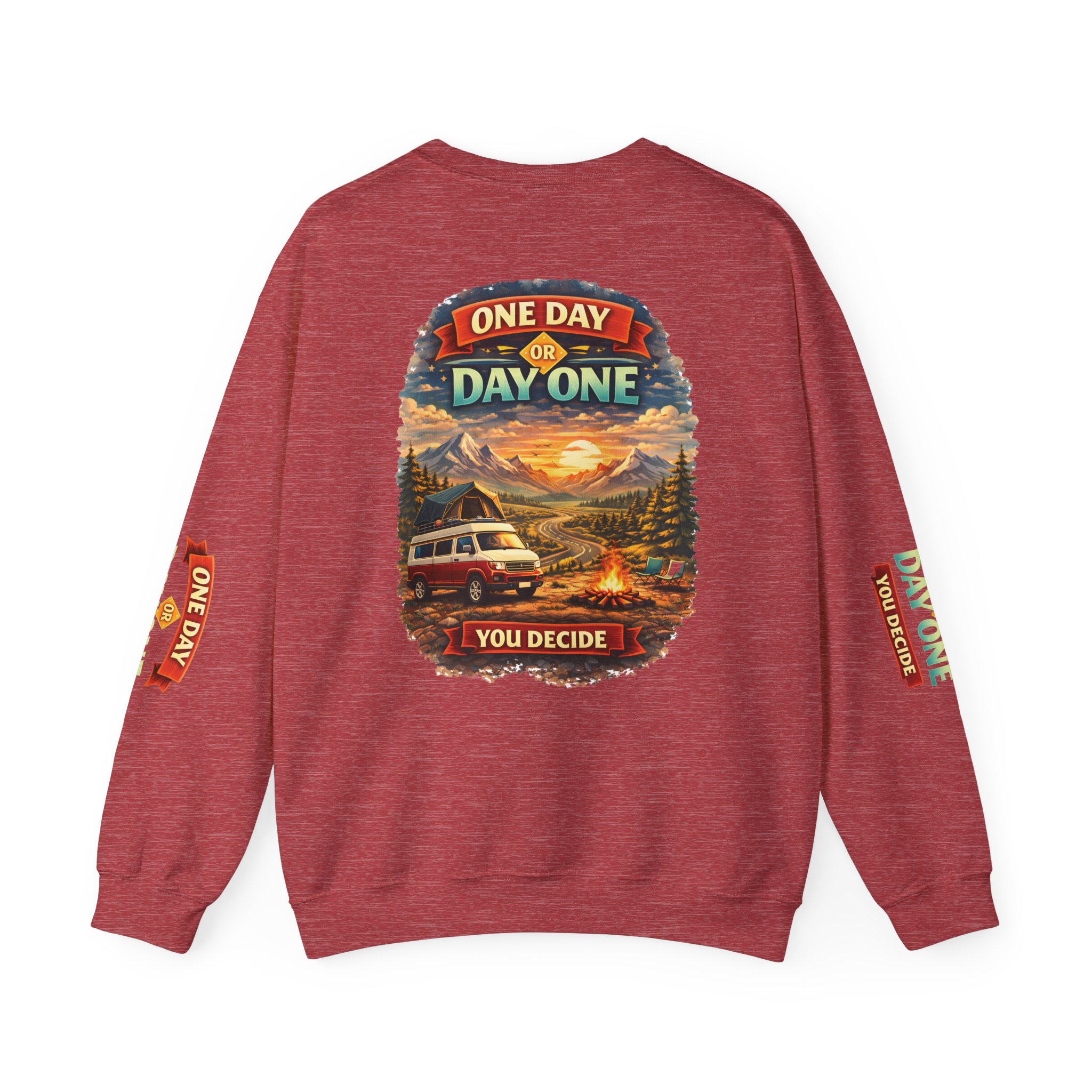 Unisex Heavy Blend™ Crewneck Sweatshirt — "One Day Or Day One" Design Scenic-Line