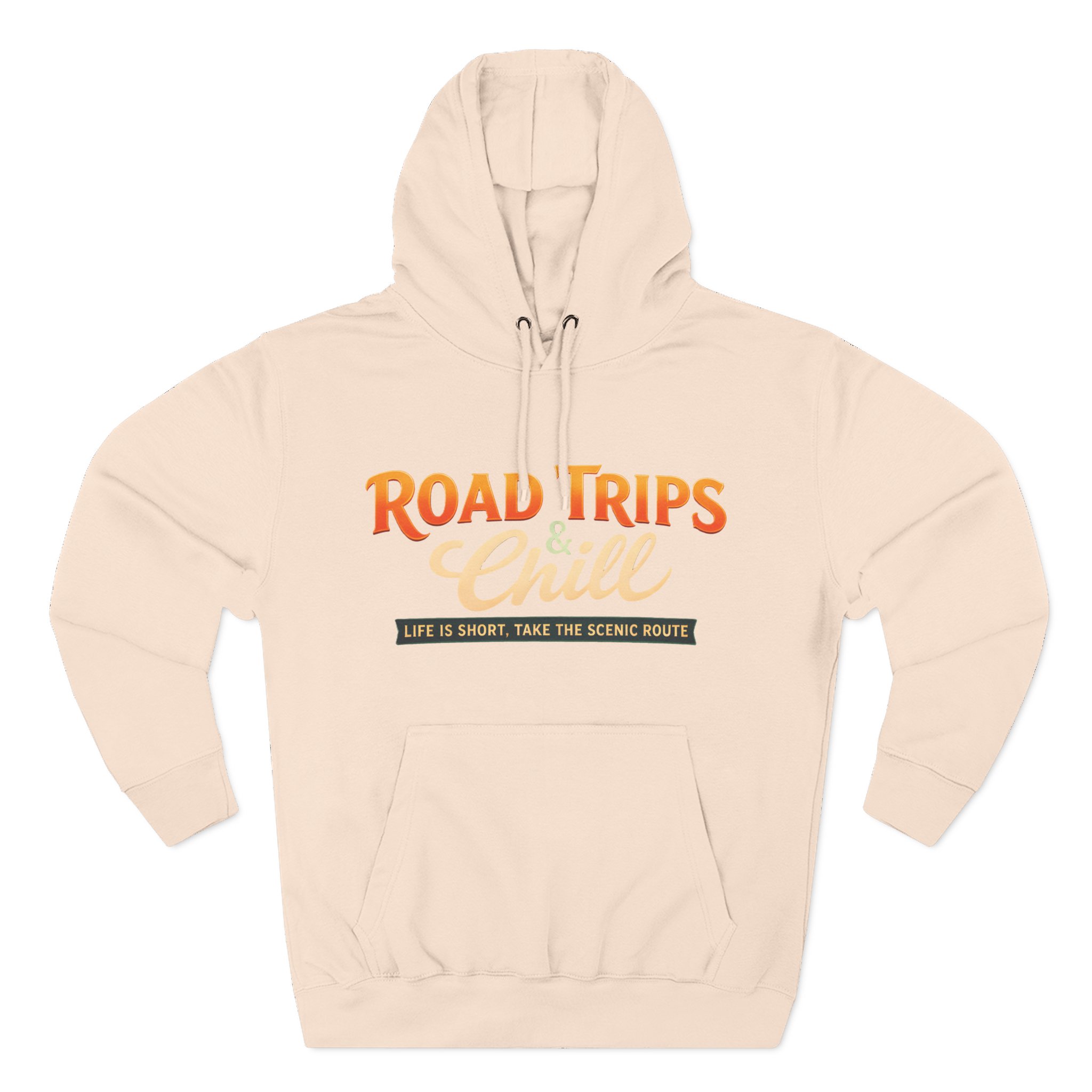 Three-Panel Fleece Hoodie - "Road Trips & Chill" Design Scenic-Line