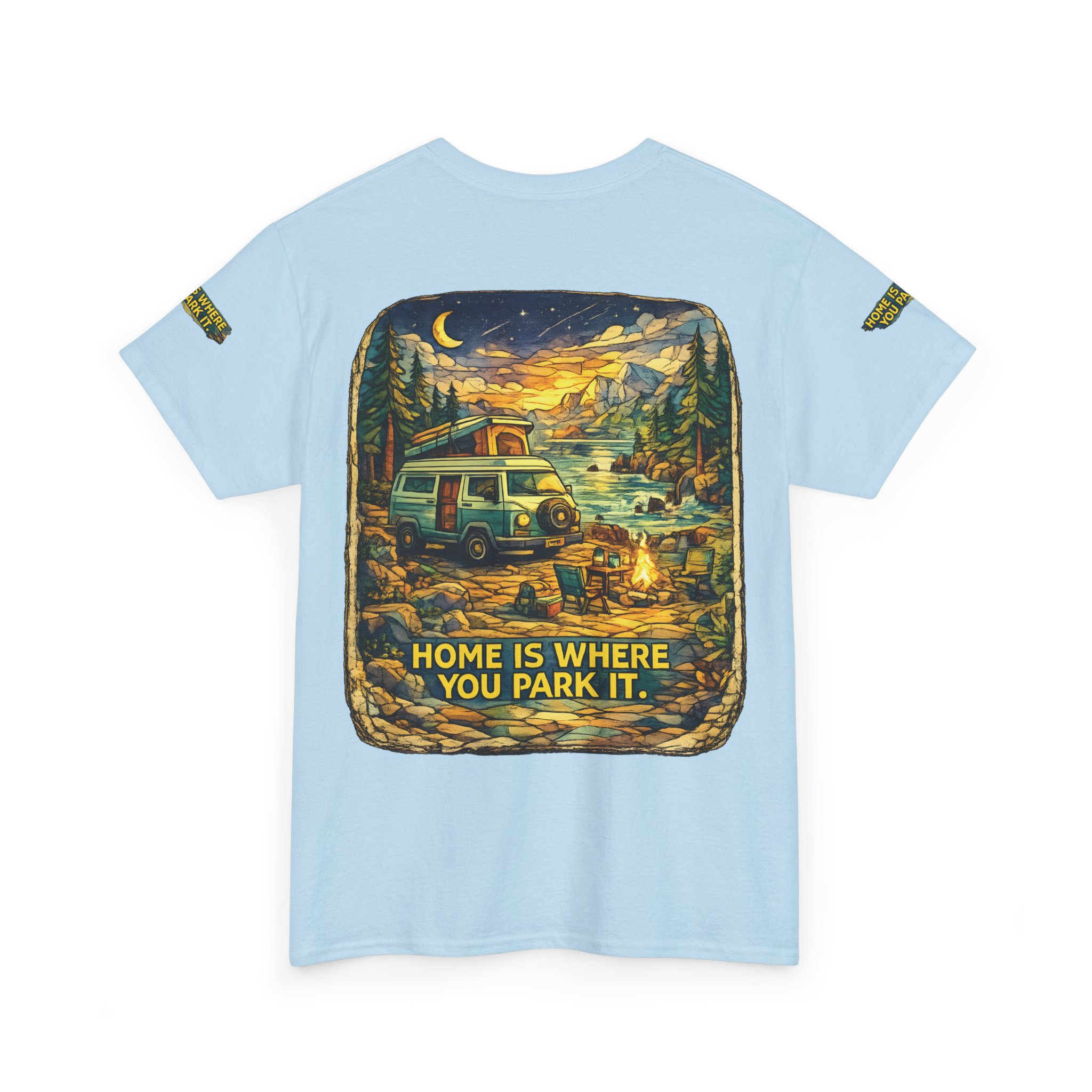 Unisex Heavy Cotton Tee — "Home Is Where You Park It" Design Cubic-Line