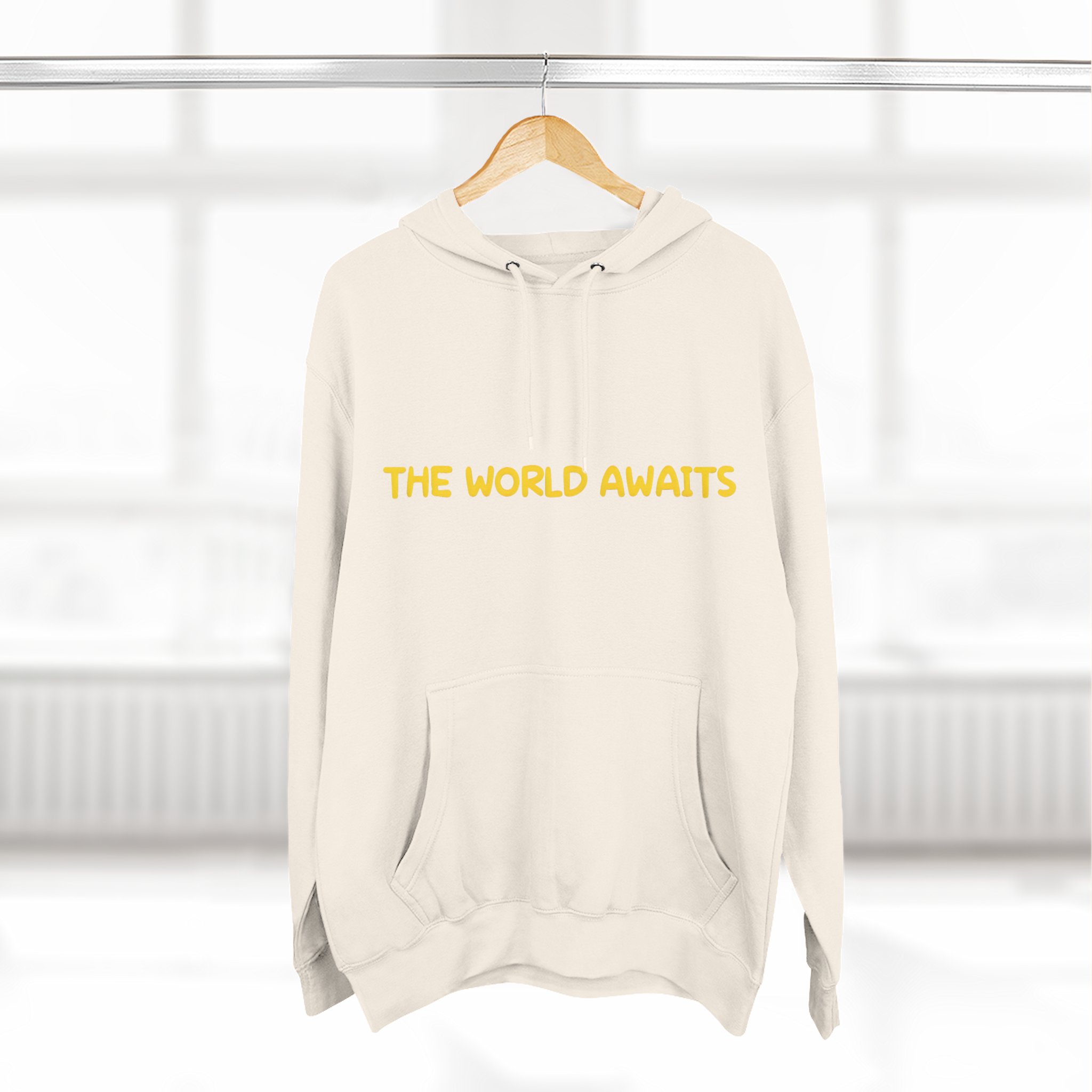 Three-Panel Fleece Hoodie - "The World Awaits" Design Sitcom-Line