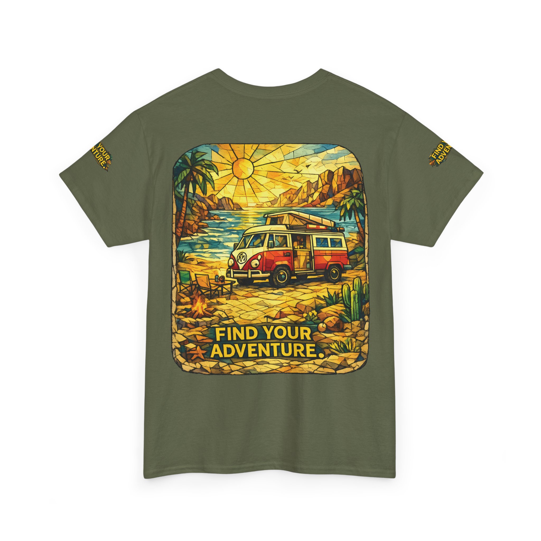 Unisex Heavy Cotton Tee — "Find Your Adventure" Design Cubic-Line