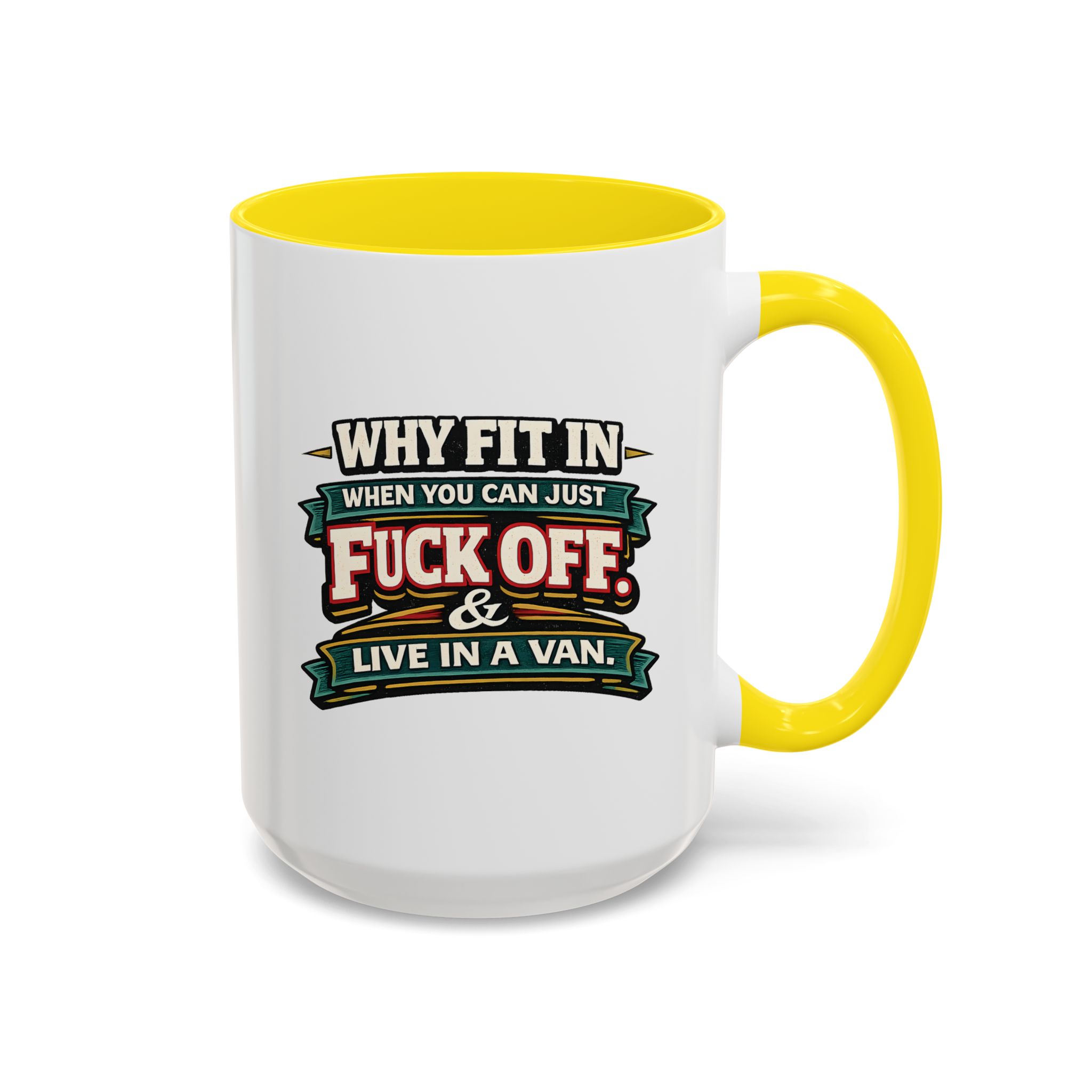 Accent Coffee Mug (11, 15oz) — "Why Fit In" Design F**K-Line