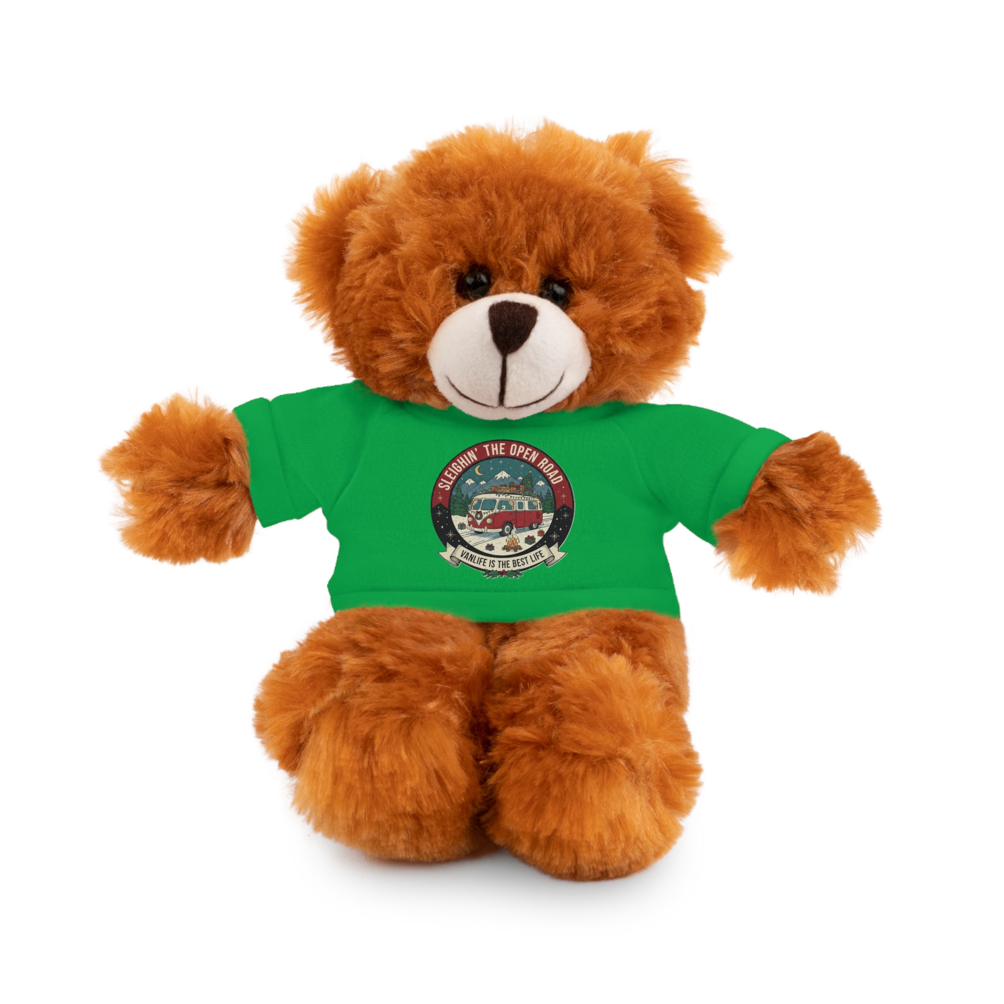Happy Camper Teddy Bear with 'Sleighin The Open Road-Vanlife Is The Best Life' Tee