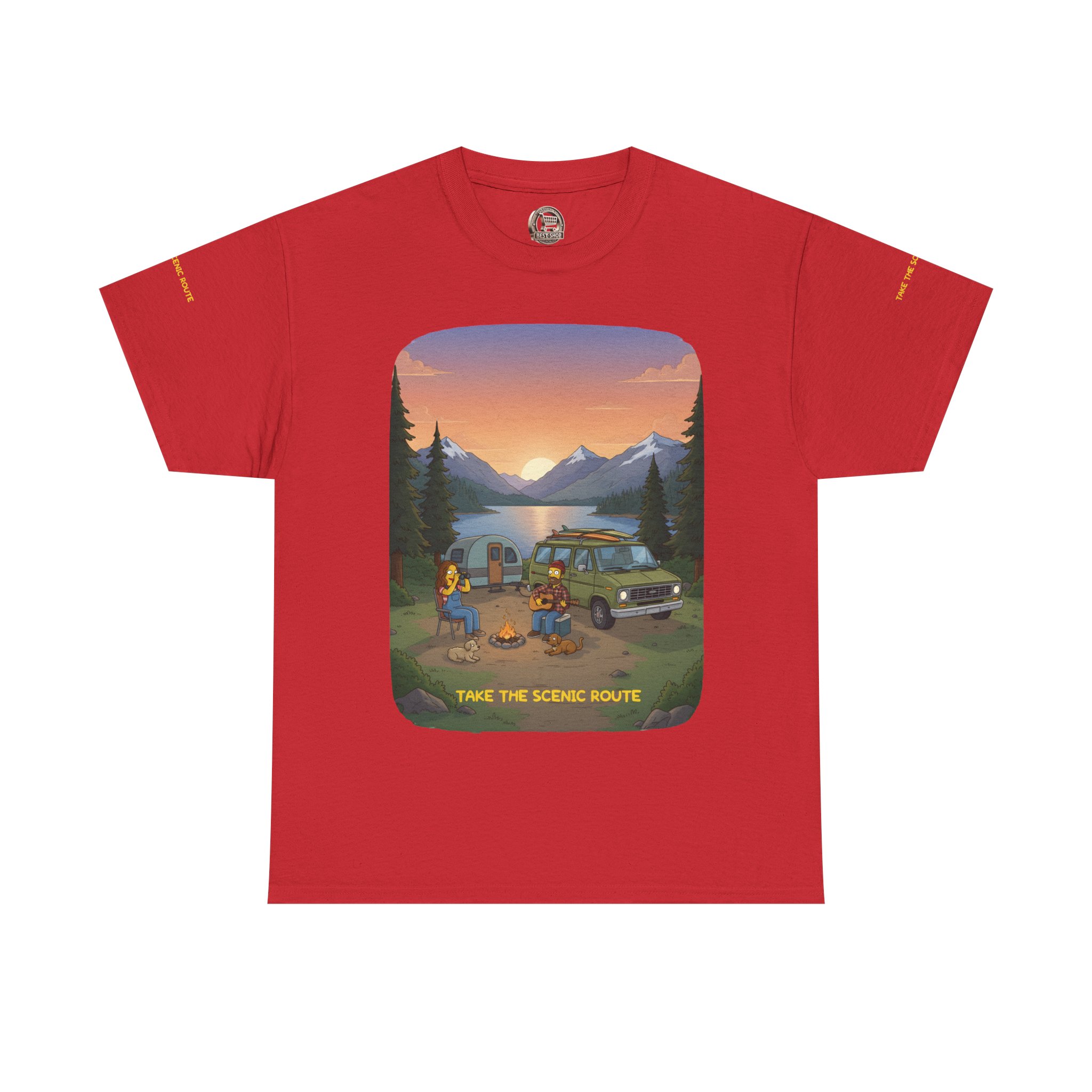 Unisex Heavy Cotton Tee — "Take The Scenic Route" Design Sitcom-Line