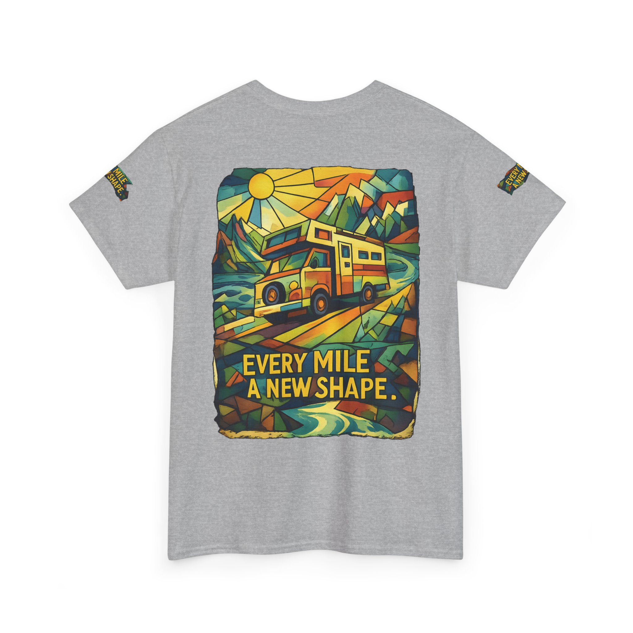 Unisex Heavy Cotton Tee — "Every Mile A New Shape" Design Cubic-Line