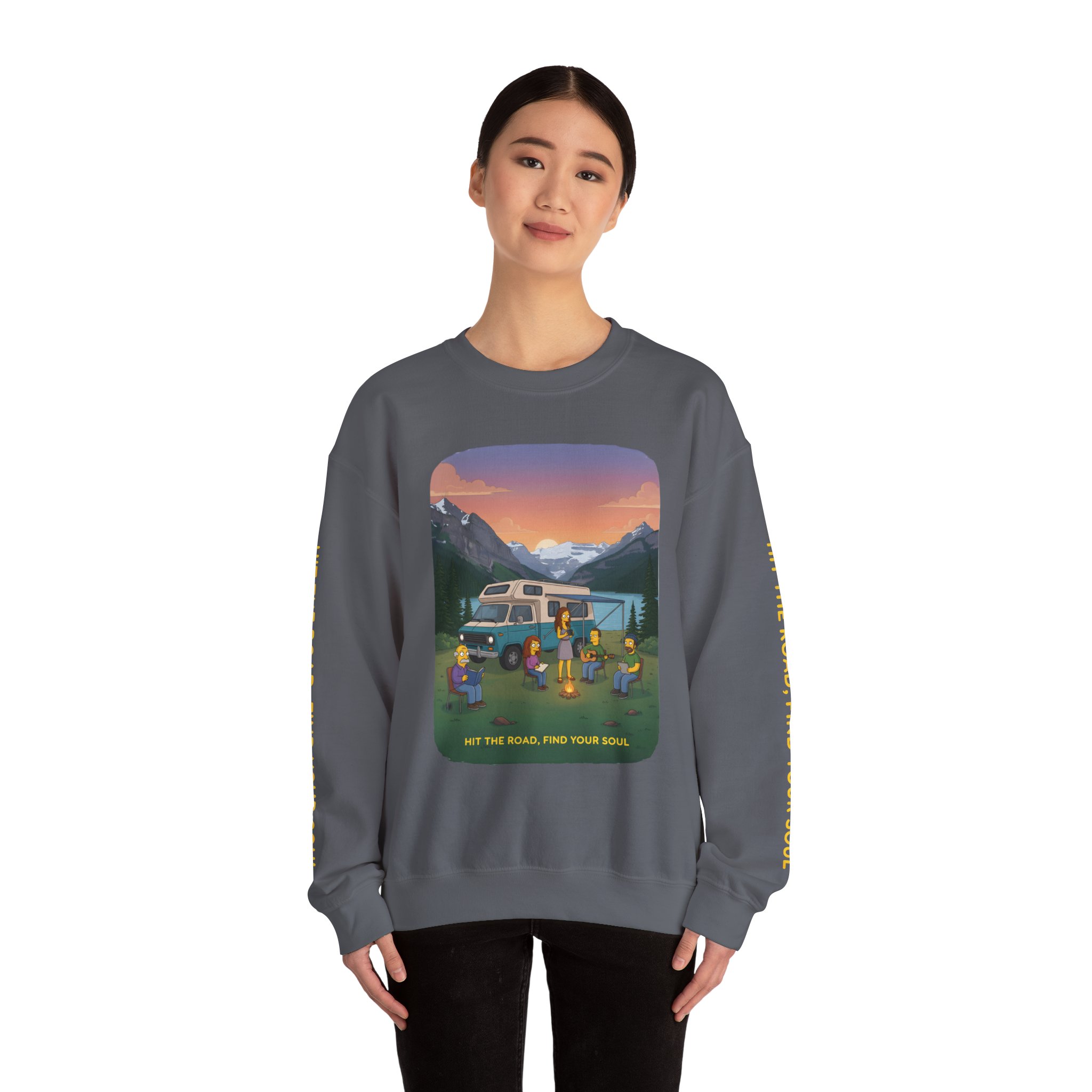 Unisex Heavy Blend™ Crewneck Sweatshirt — "Hit The Road-Find Your Soul" Design Sitcom-Line