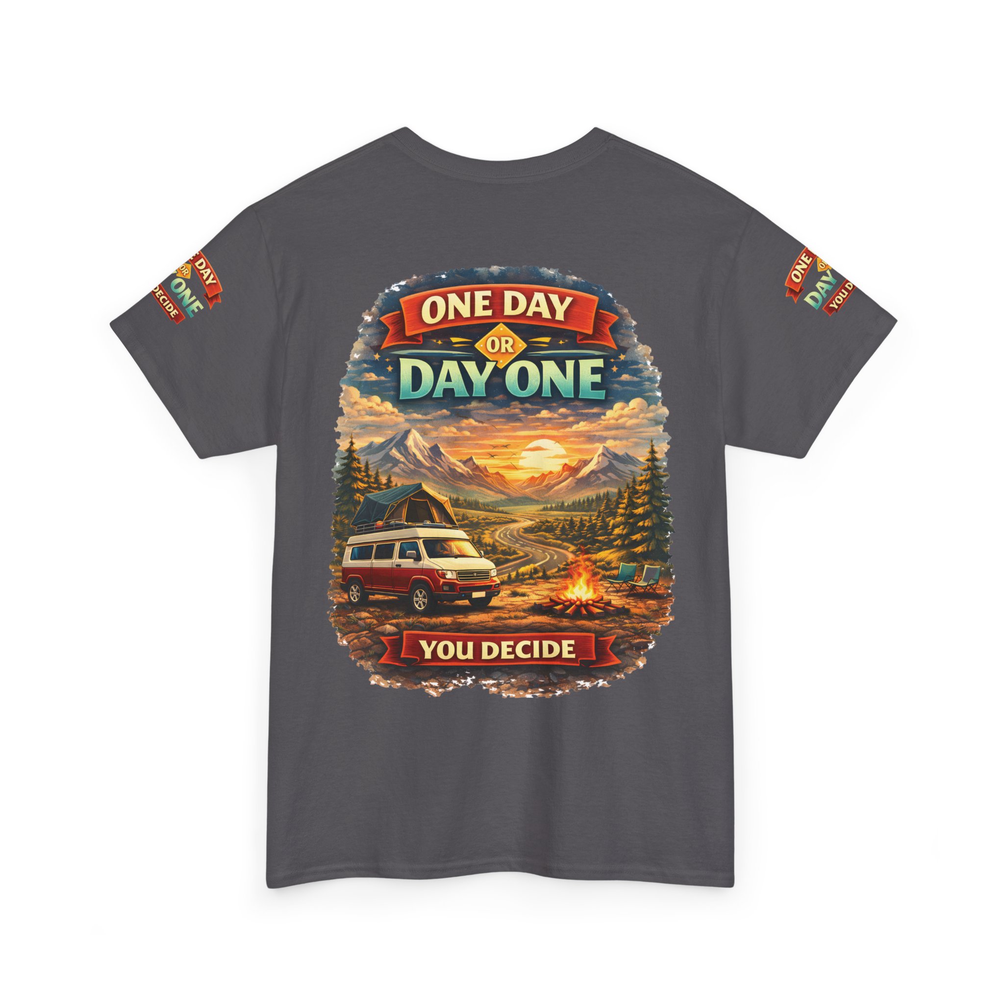 11572071935714417727_2048.jpeg Unisex Heavy Cotton Tee — "One Day Or Day One" Design Scenic-Line
