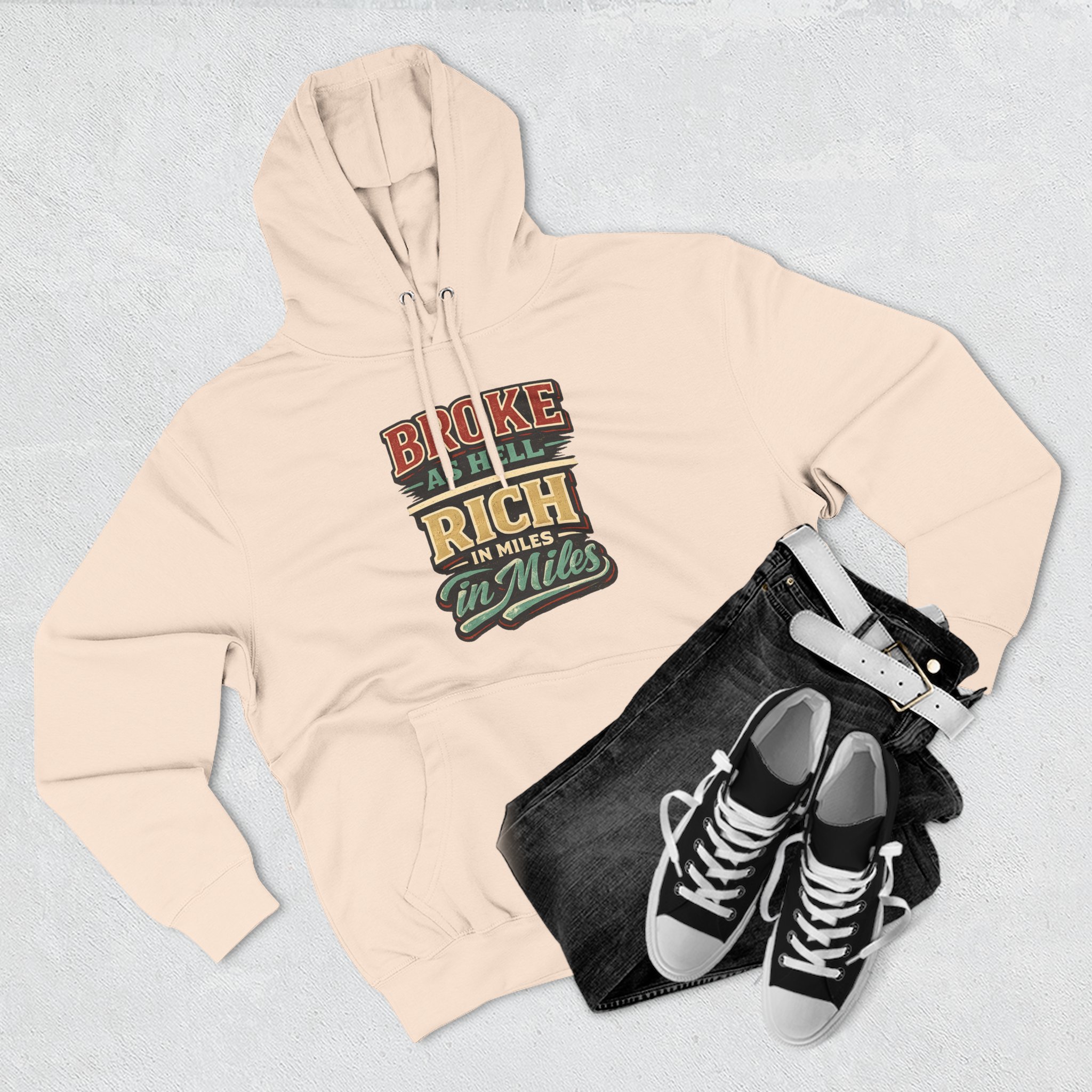 Three-Panel Fleece Hoodie - "Broke As Hell" Design F**K-Line
