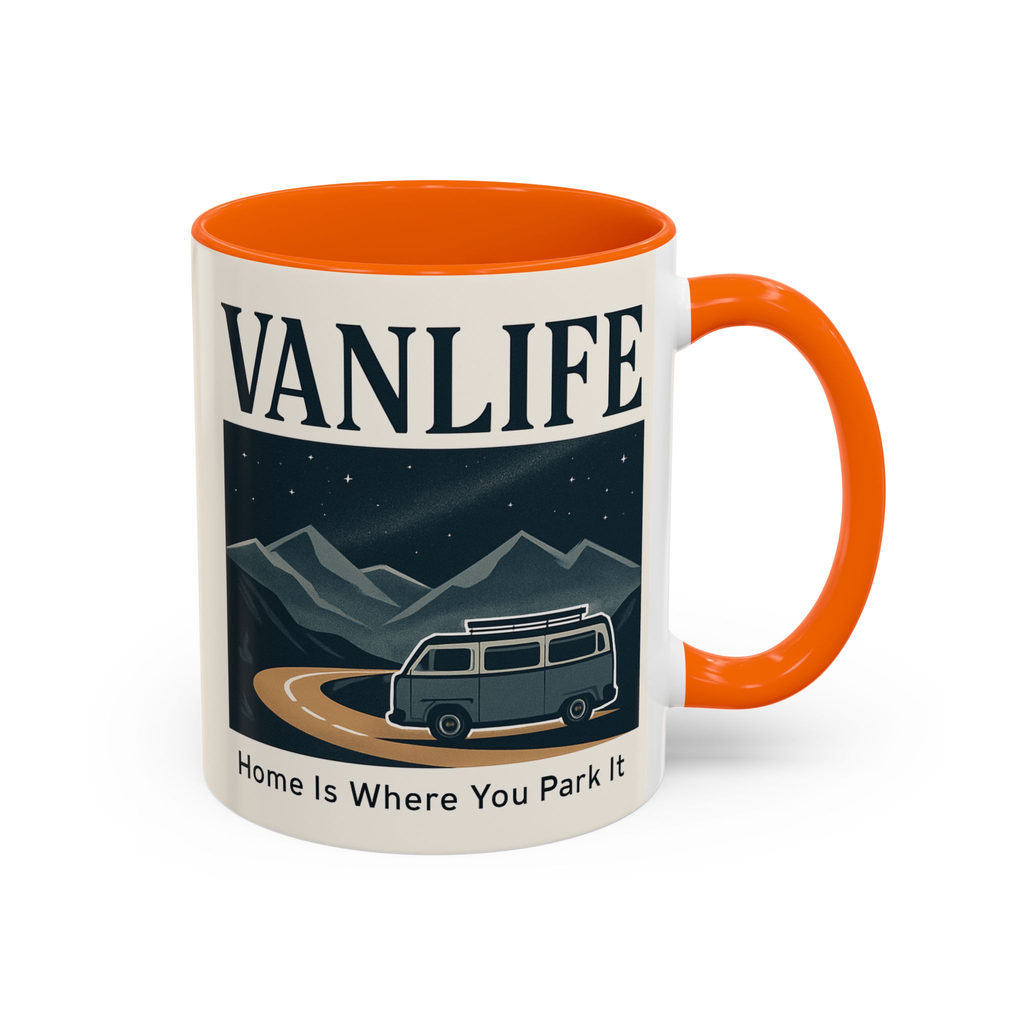 Coffee Mug — "Vanlife - Home Is Where You Park It" Accent Campervan Travel Mug
